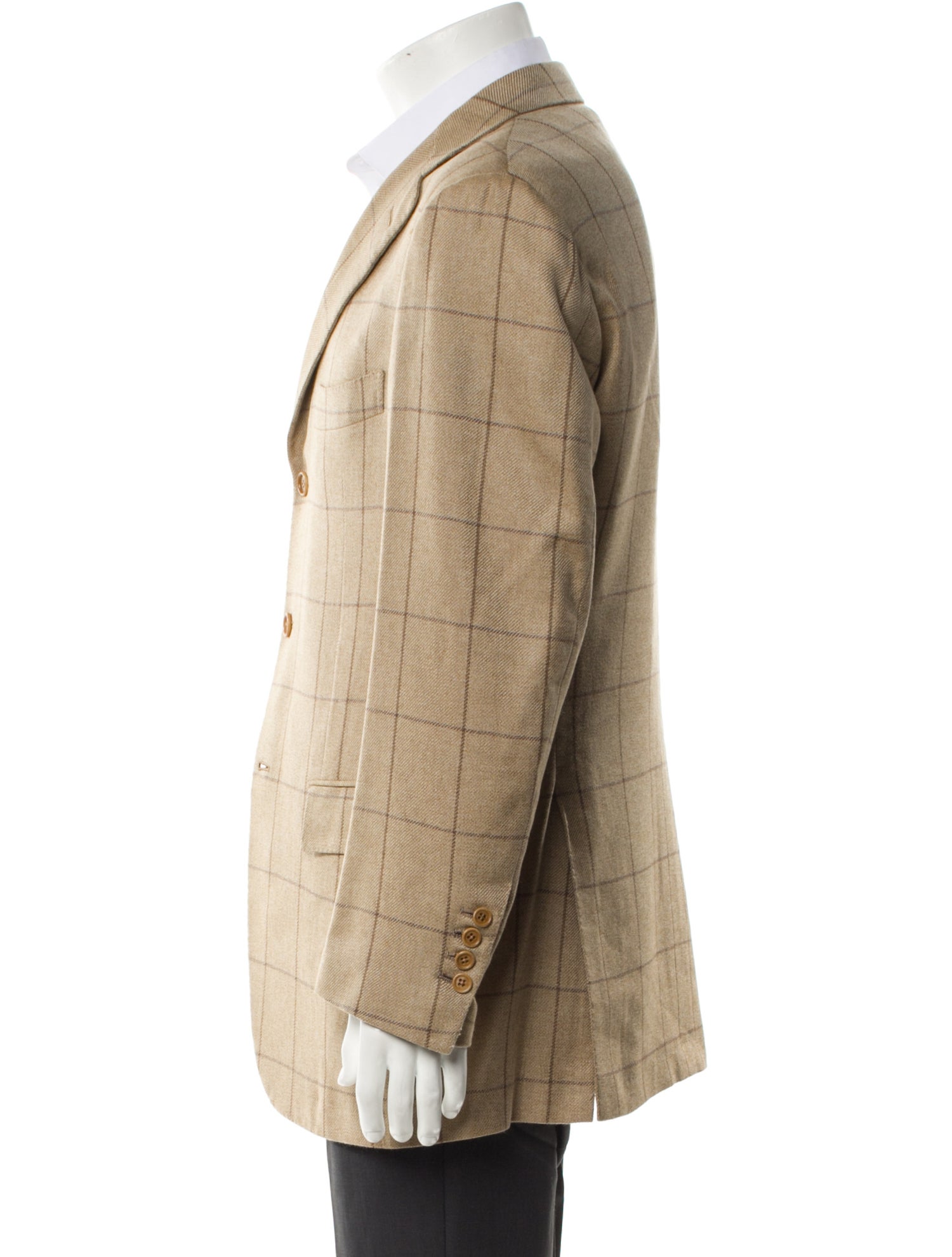 Kiton Cashmere Plaid Print Blazer