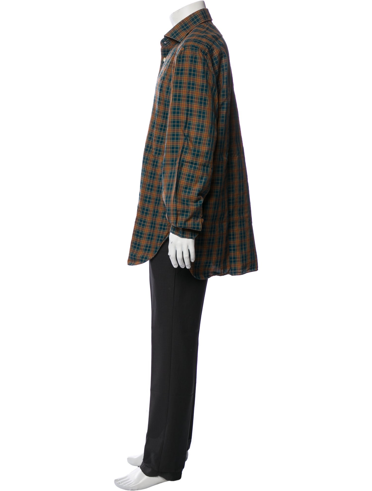 Kiton Plaid Print Long Sleeve Shirt