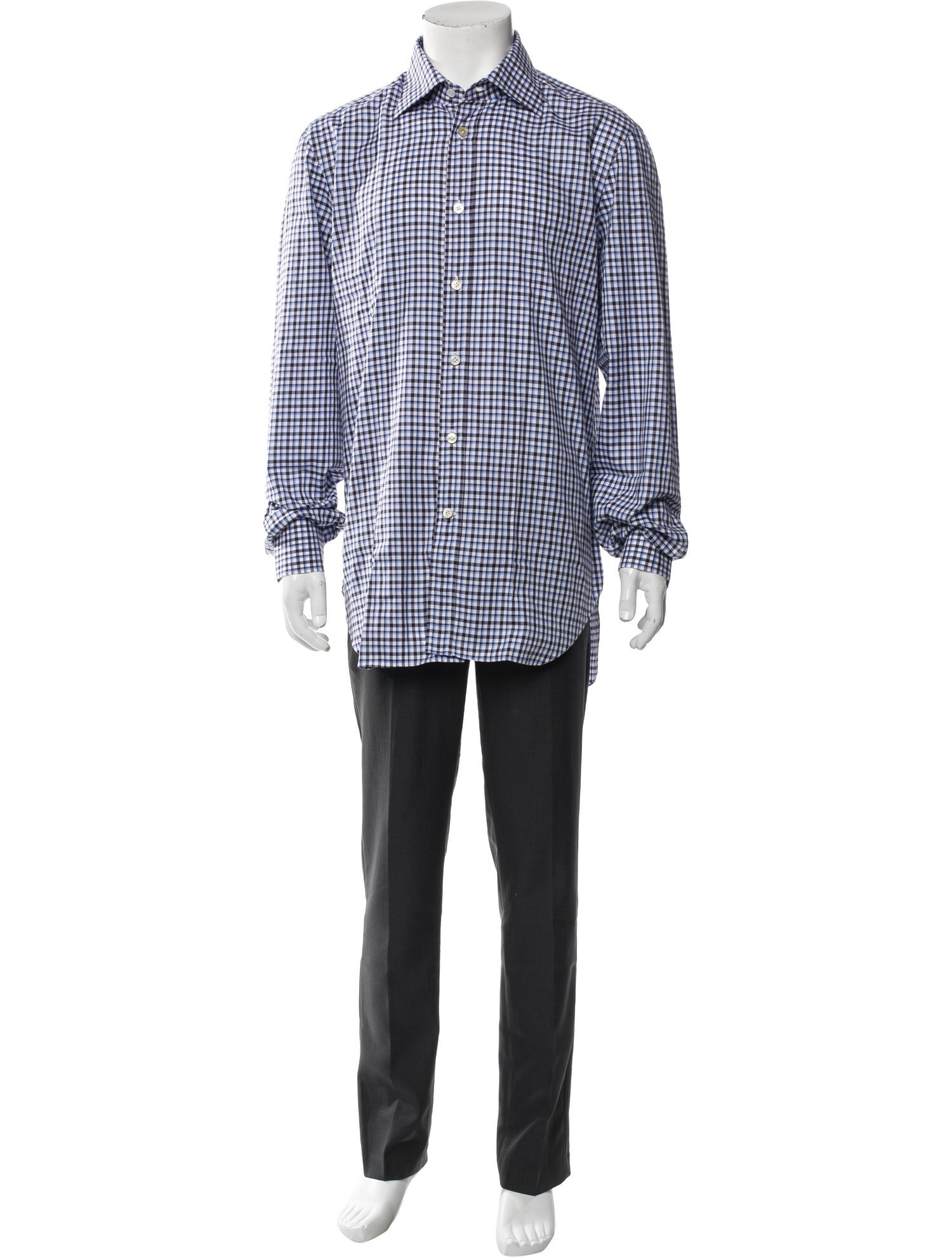Kiton Plaid Print Long Sleeve Shirt