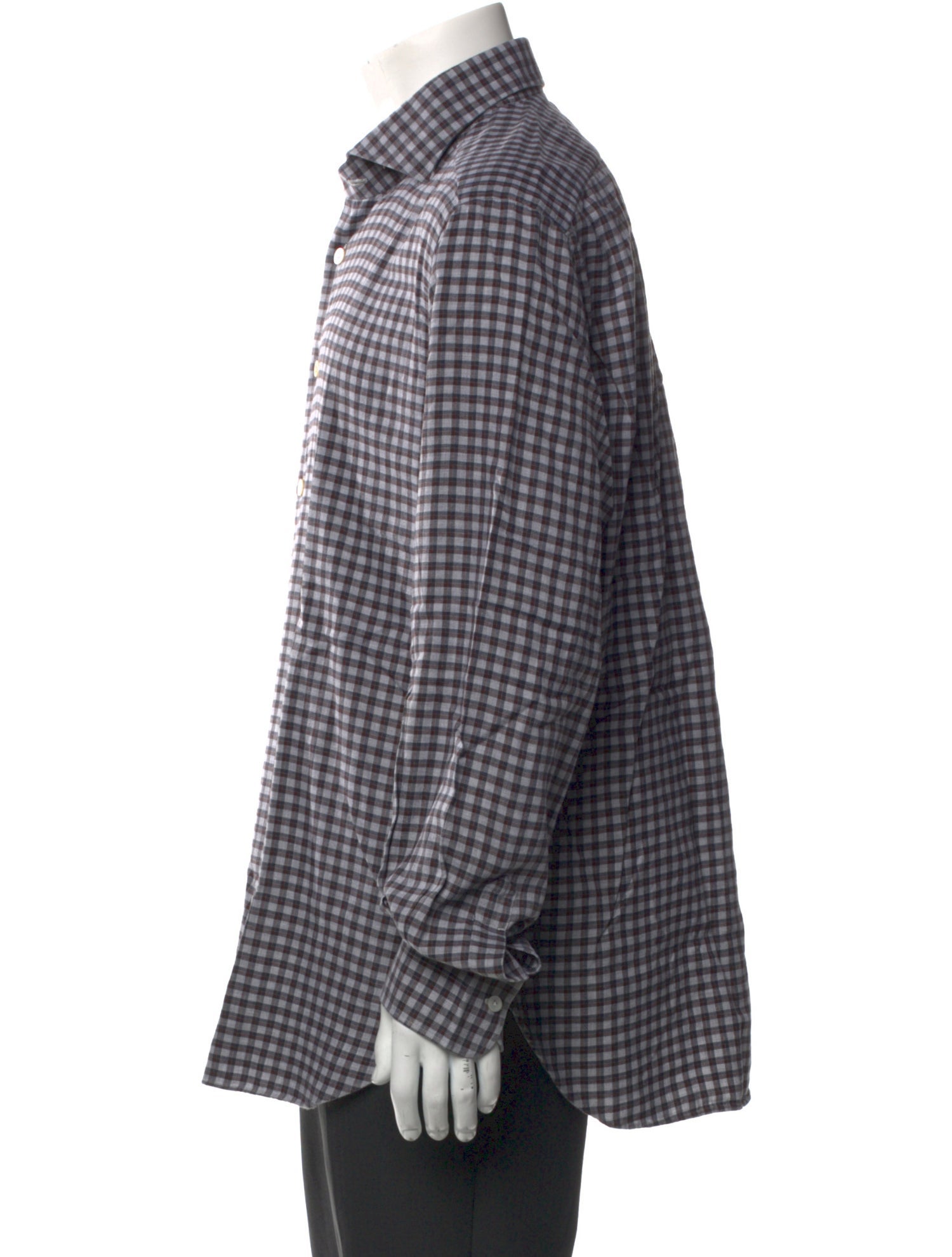 Kiton Plaid Print Long Sleeve Shirt