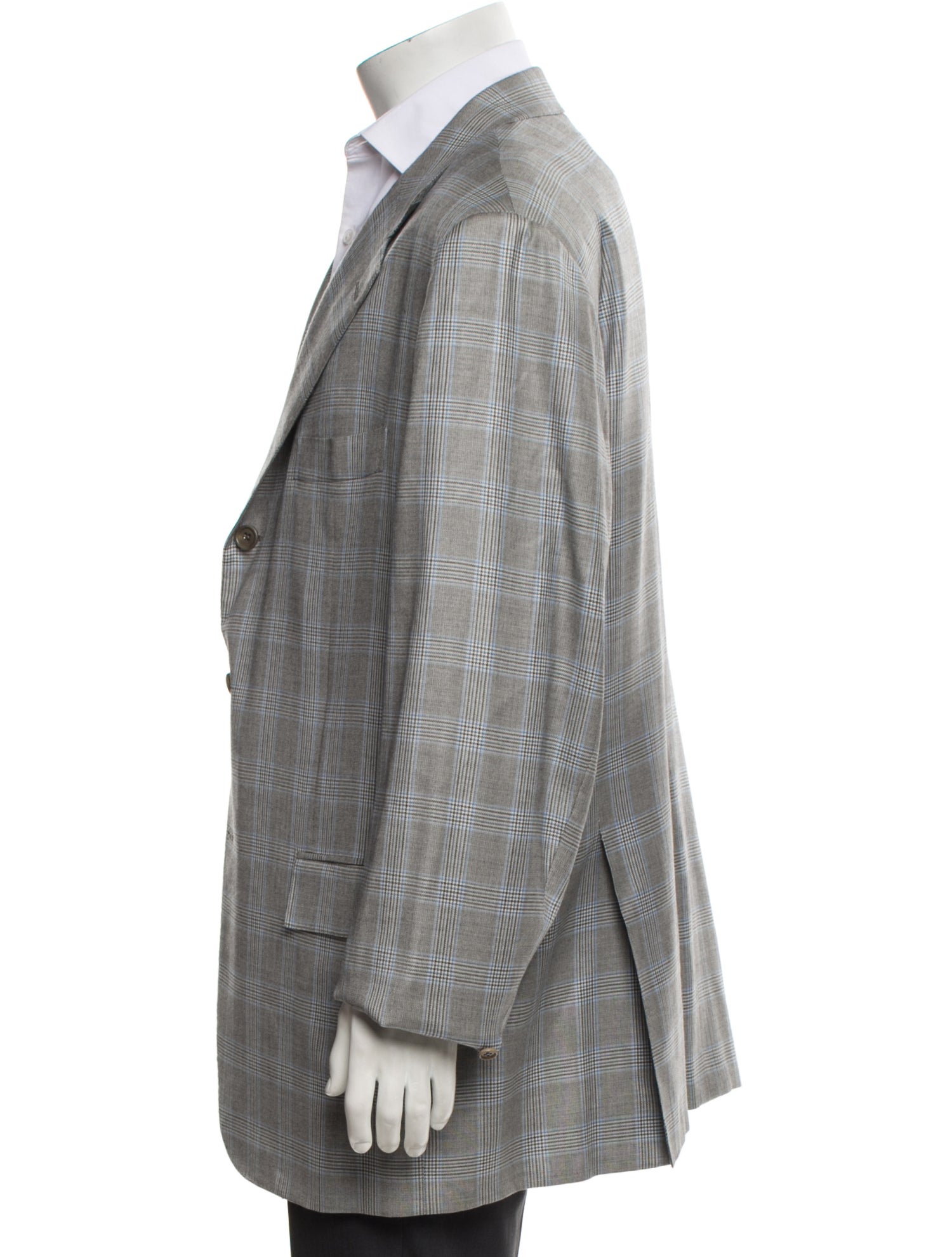 Kiton Cashmere Plaid Print Blazer