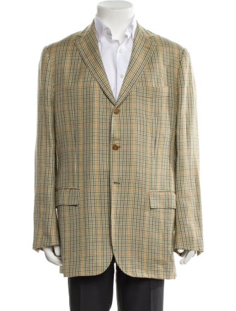 Kiton Linen Plaid Print Blazer