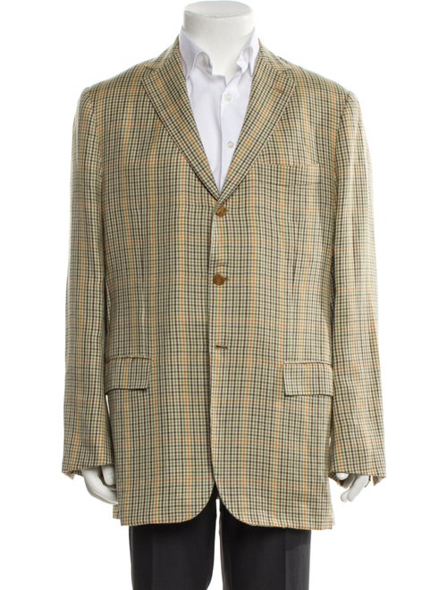 Kiton Linen Plaid Print Blazer