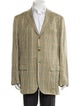 Kiton Linen Plaid Print Blazer