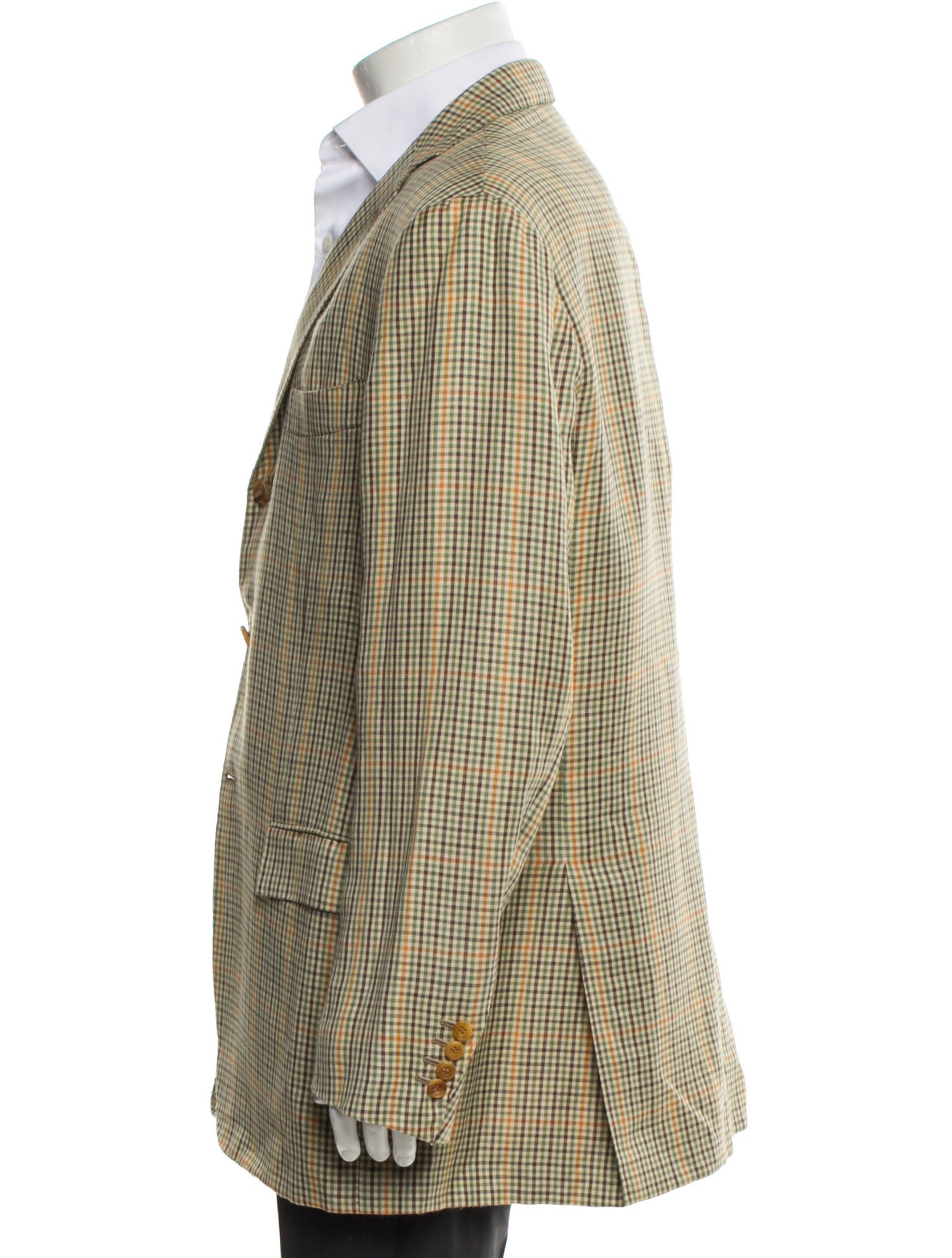 Kiton Linen Plaid Print Blazer