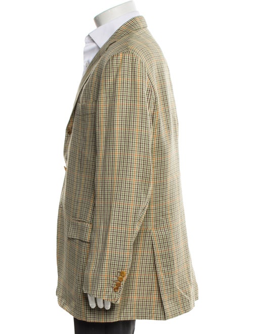 Kiton Linen Plaid Print Blazer