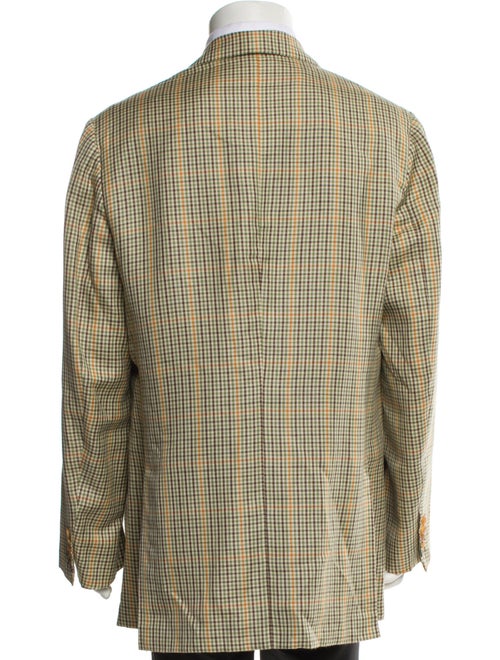 Kiton Linen Plaid Print Blazer