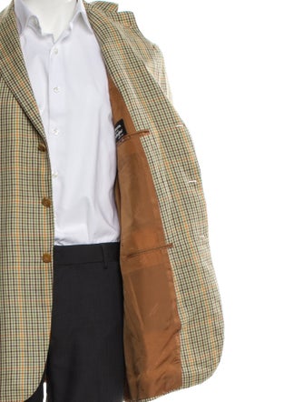 Kiton Linen Plaid Print Blazer