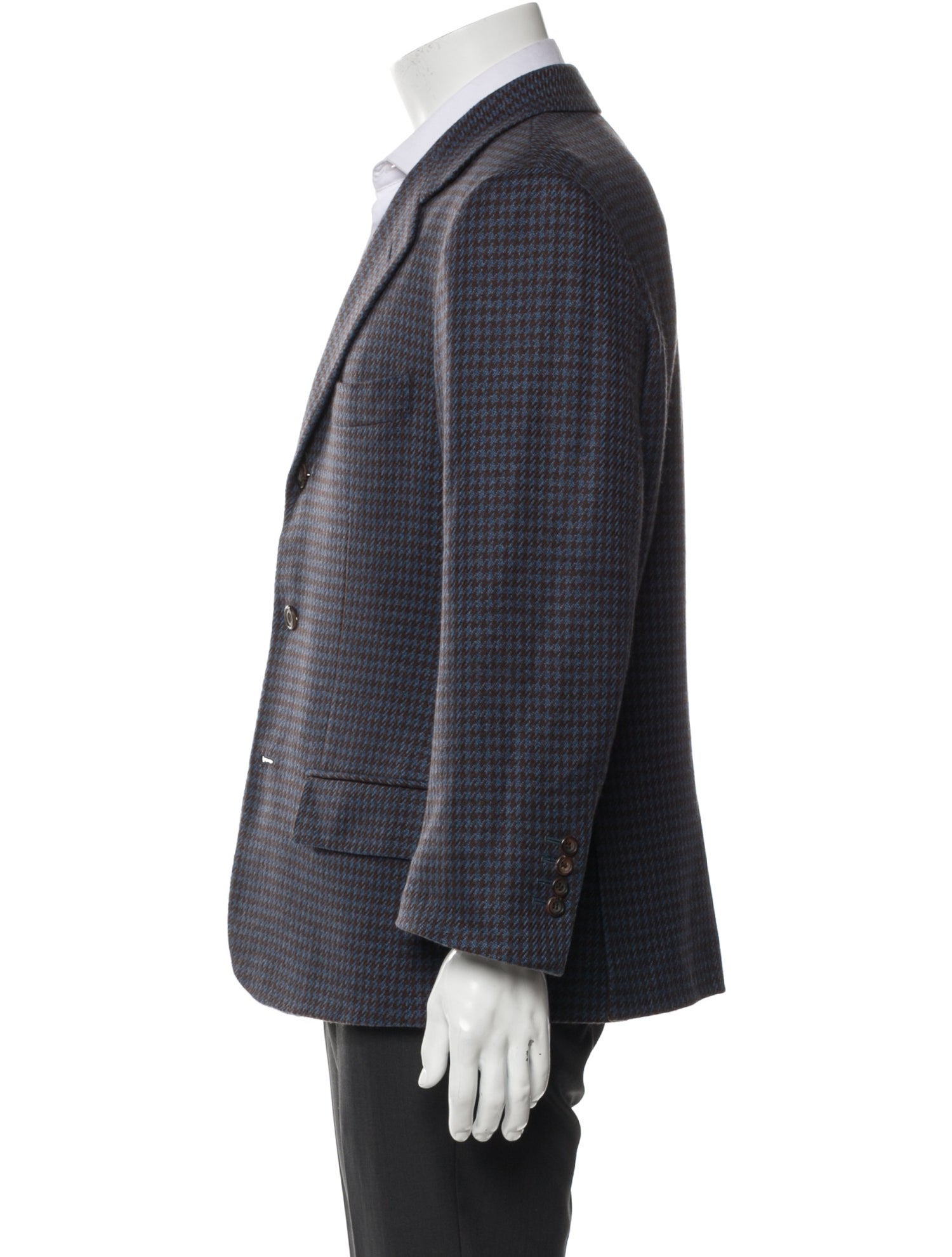 Kiton Cashmere Houndstooth Print Blazer