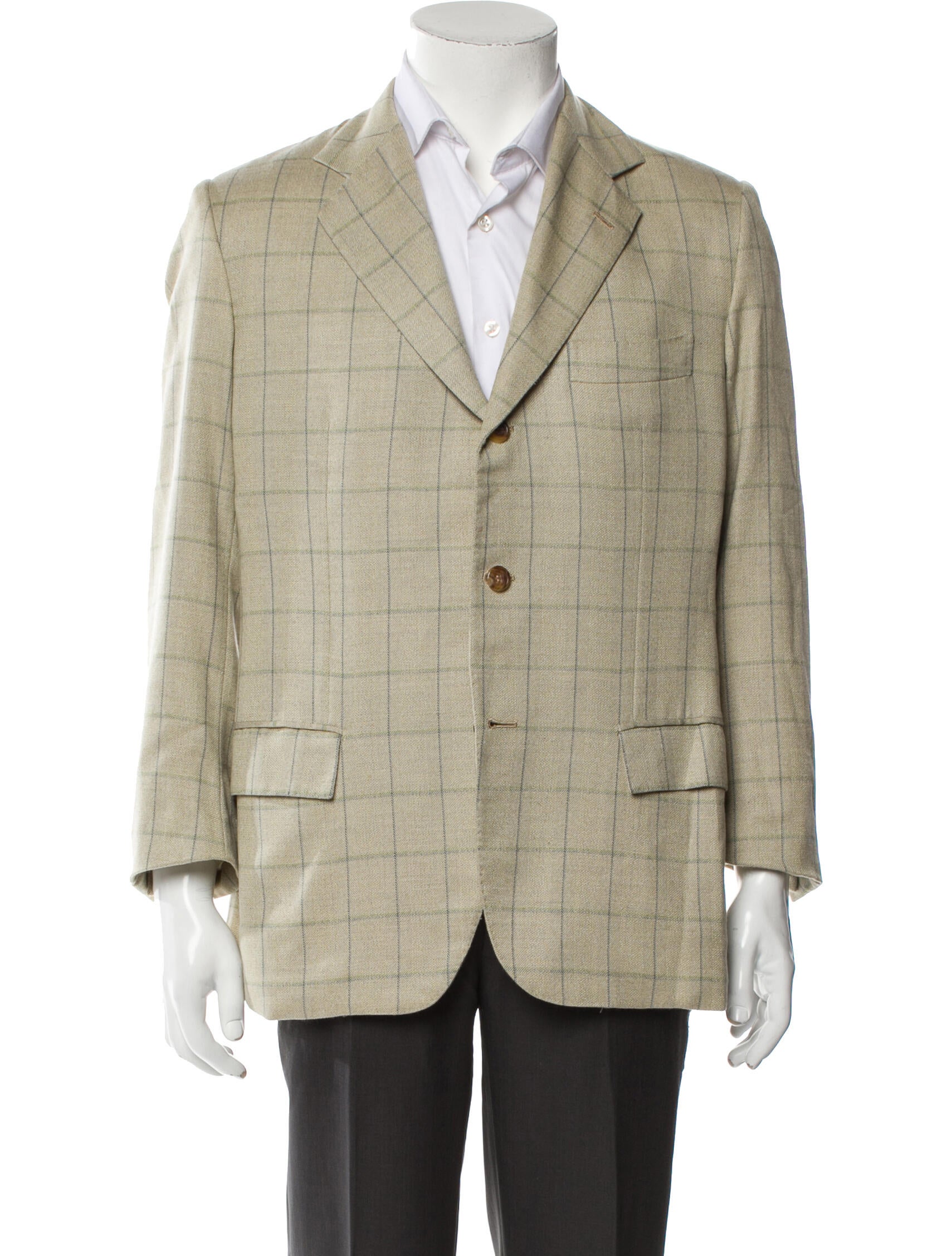 Kiton Cashmere Plaid Print Blazer