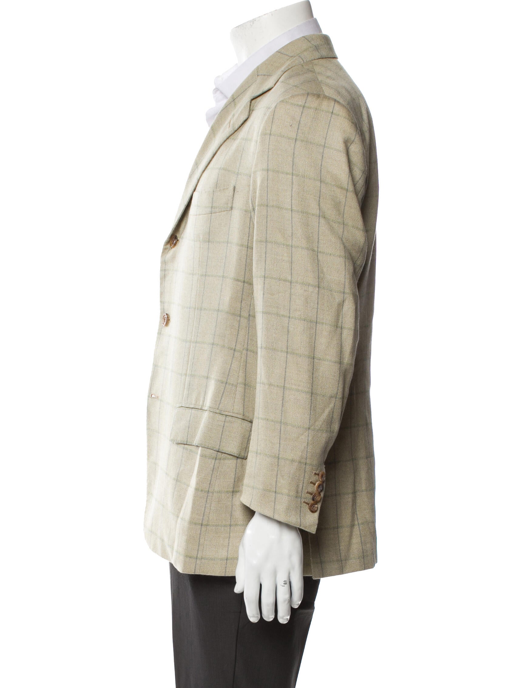 Kiton Cashmere Plaid Print Blazer