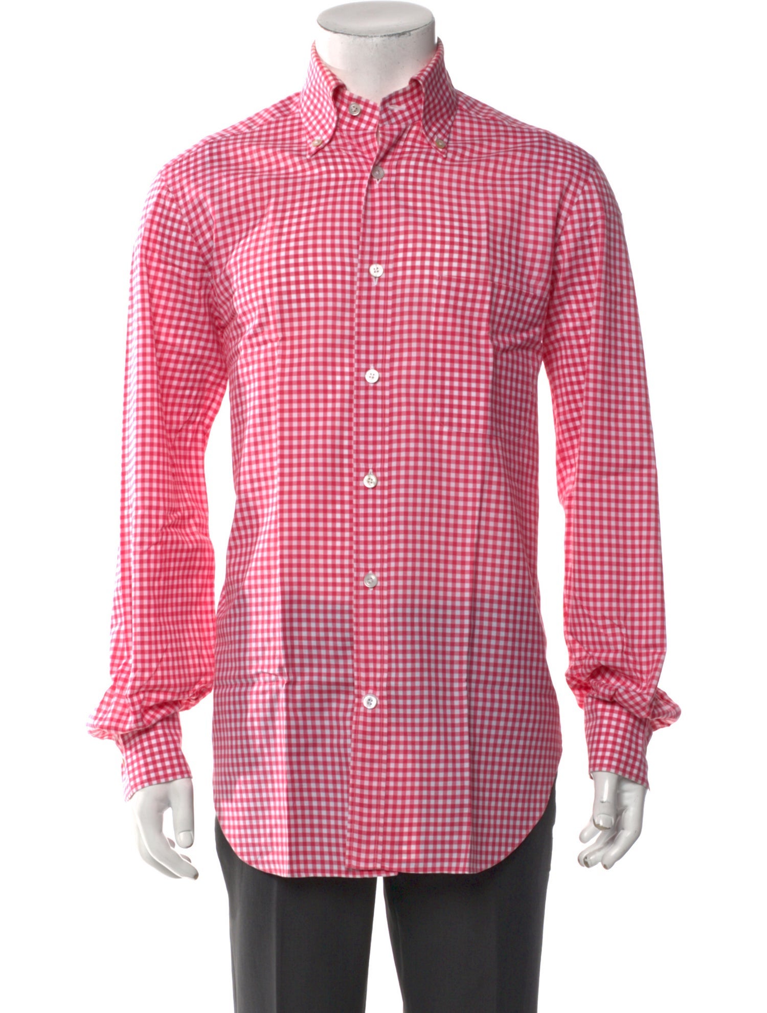 Kiton Plaid Print Long Sleeve Dress Shirt