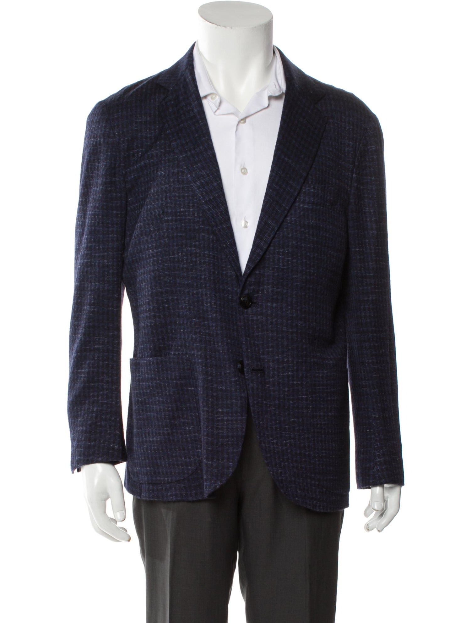 Kiton Cashmere Plaid Print Blazer