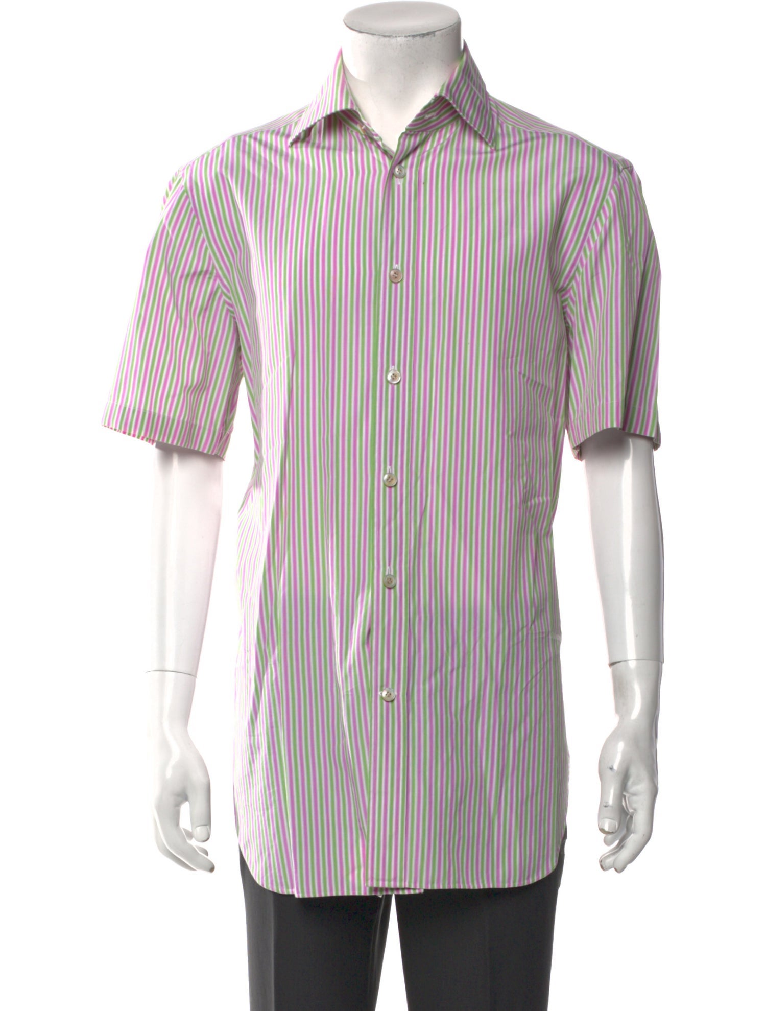 Kiton Striped Short Sleeve Shirt