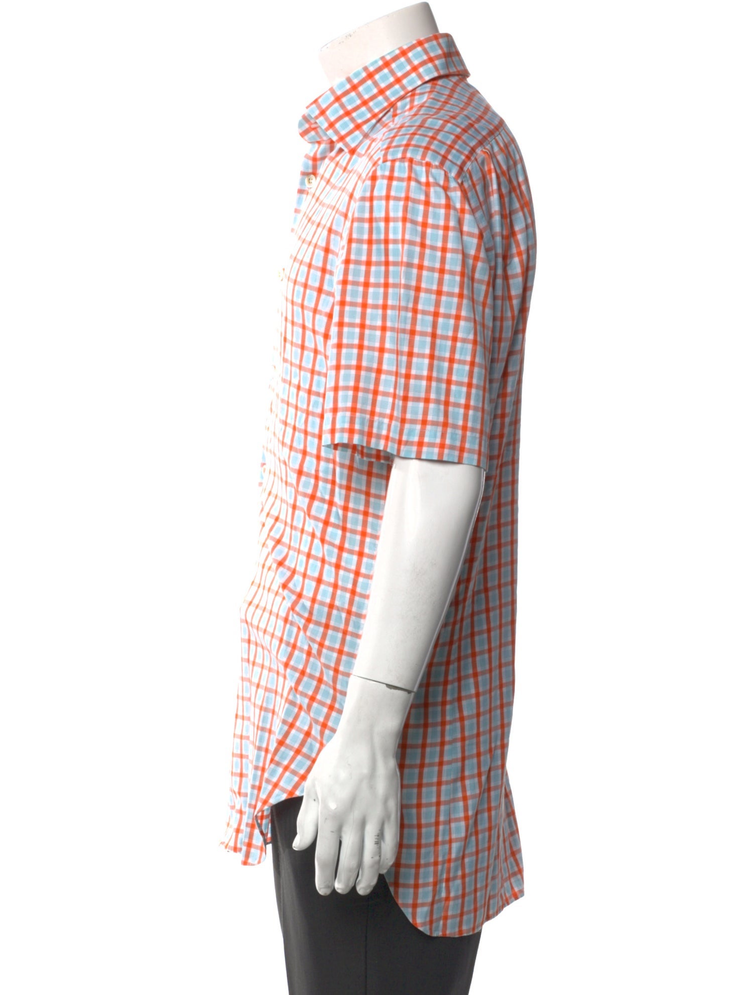 Kiton Plaid Print Short Sleeve Shirt