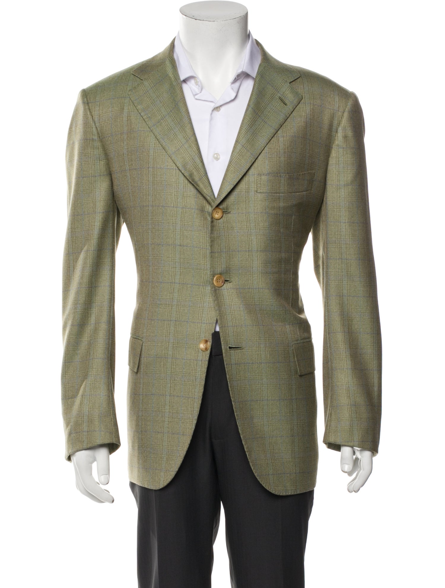 Kiton Cashmere Plaid Print Blazer