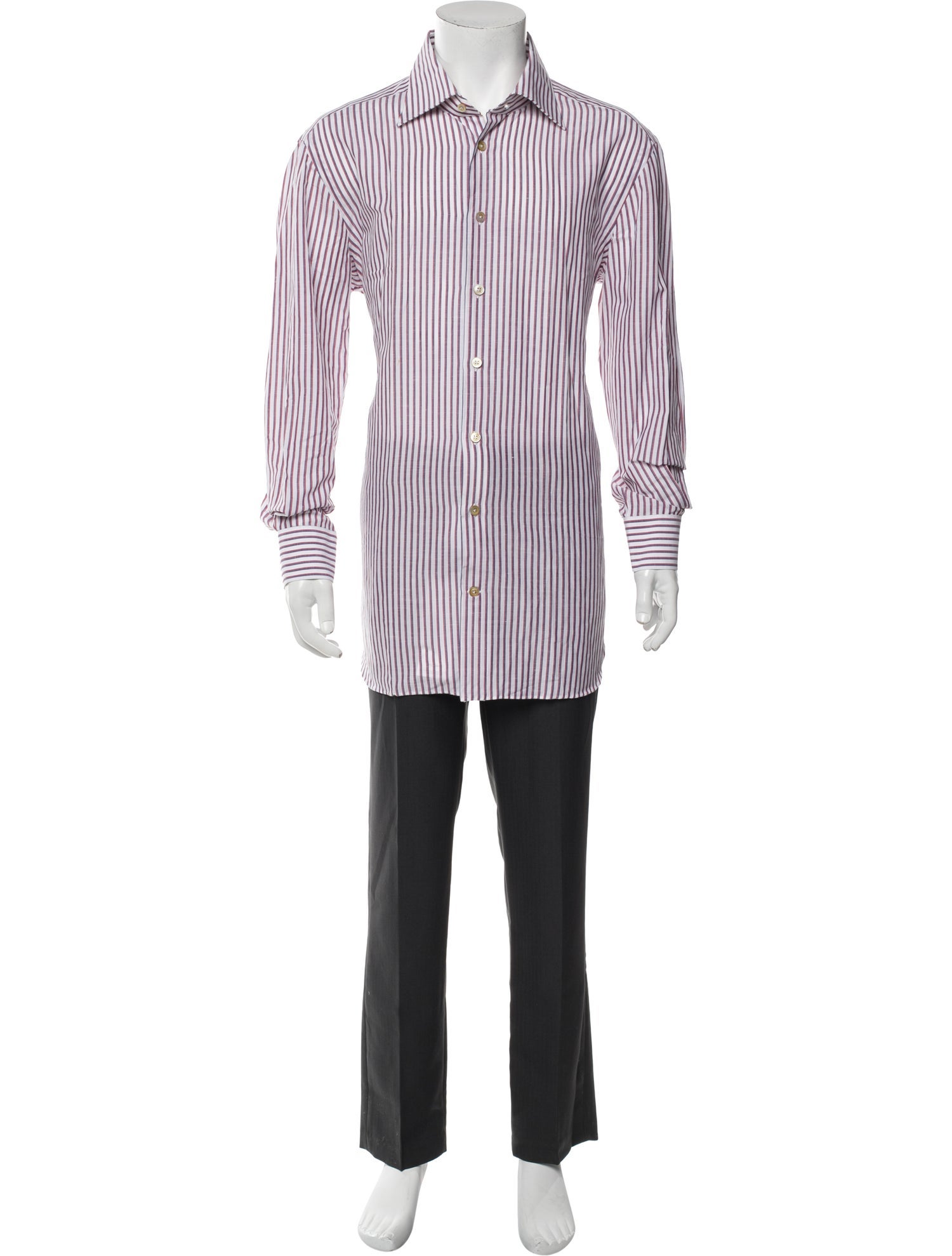 Kiton Striped Long Sleeve Dress Shirt