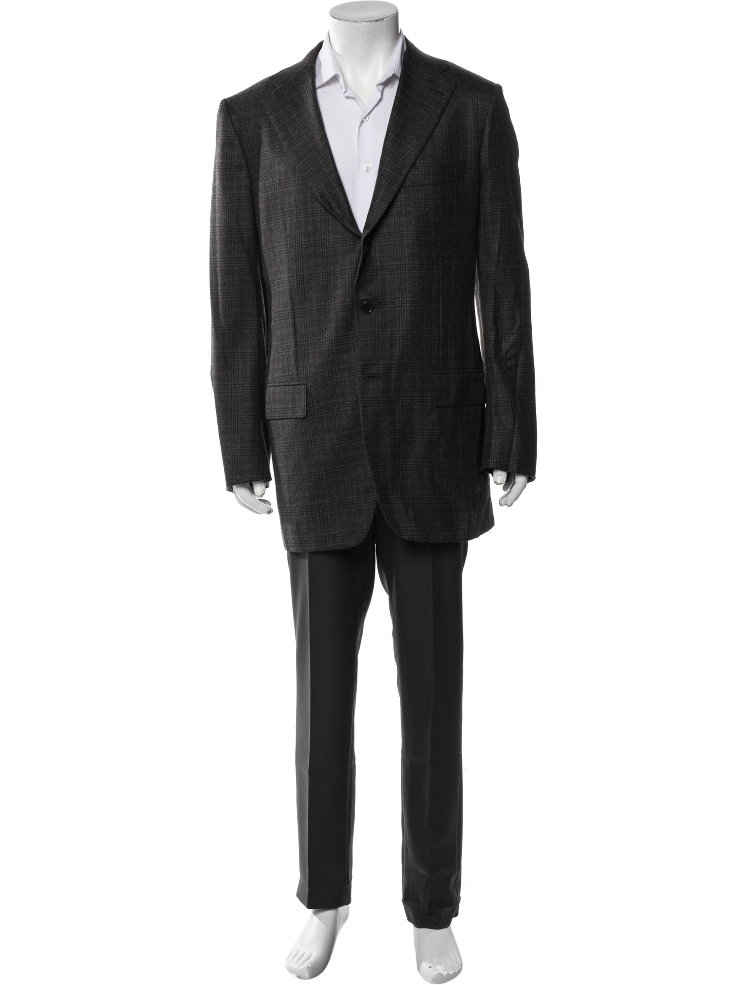 Kiton Cashmere Plaid Print Blazer