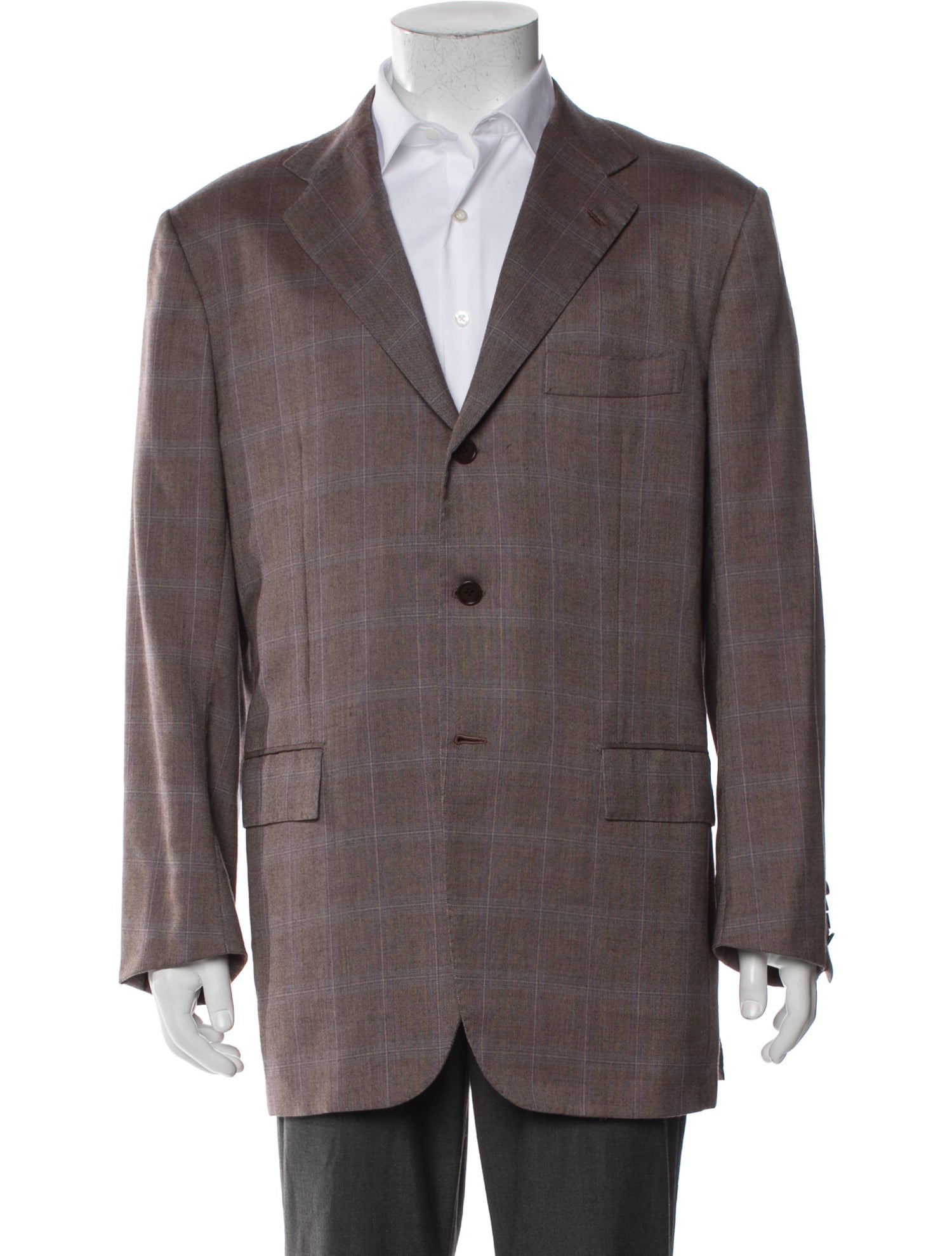 Kiton Cashmere Plaid Print Blazer