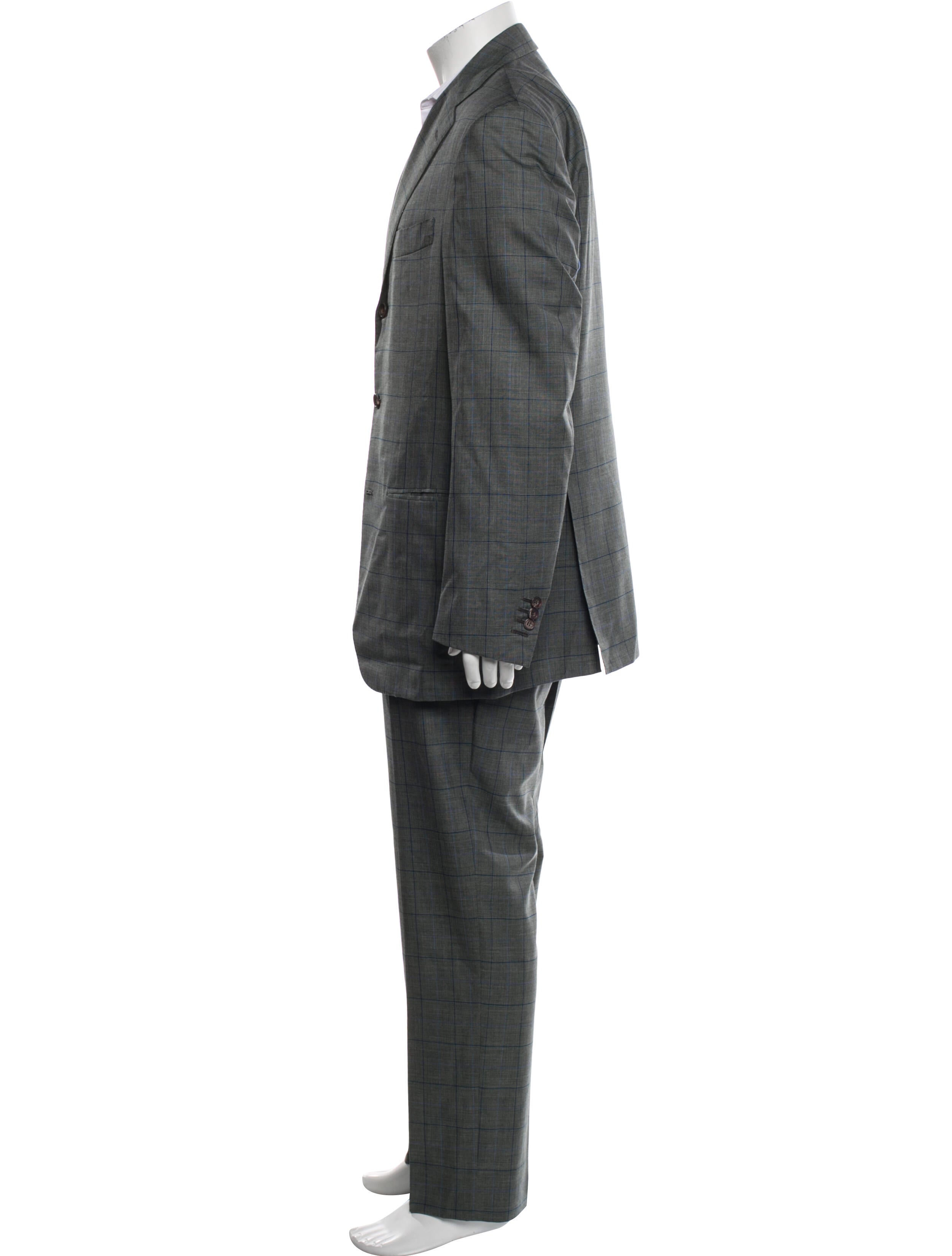 Kiton Cashmere Plaid Print Two-Piece Suit