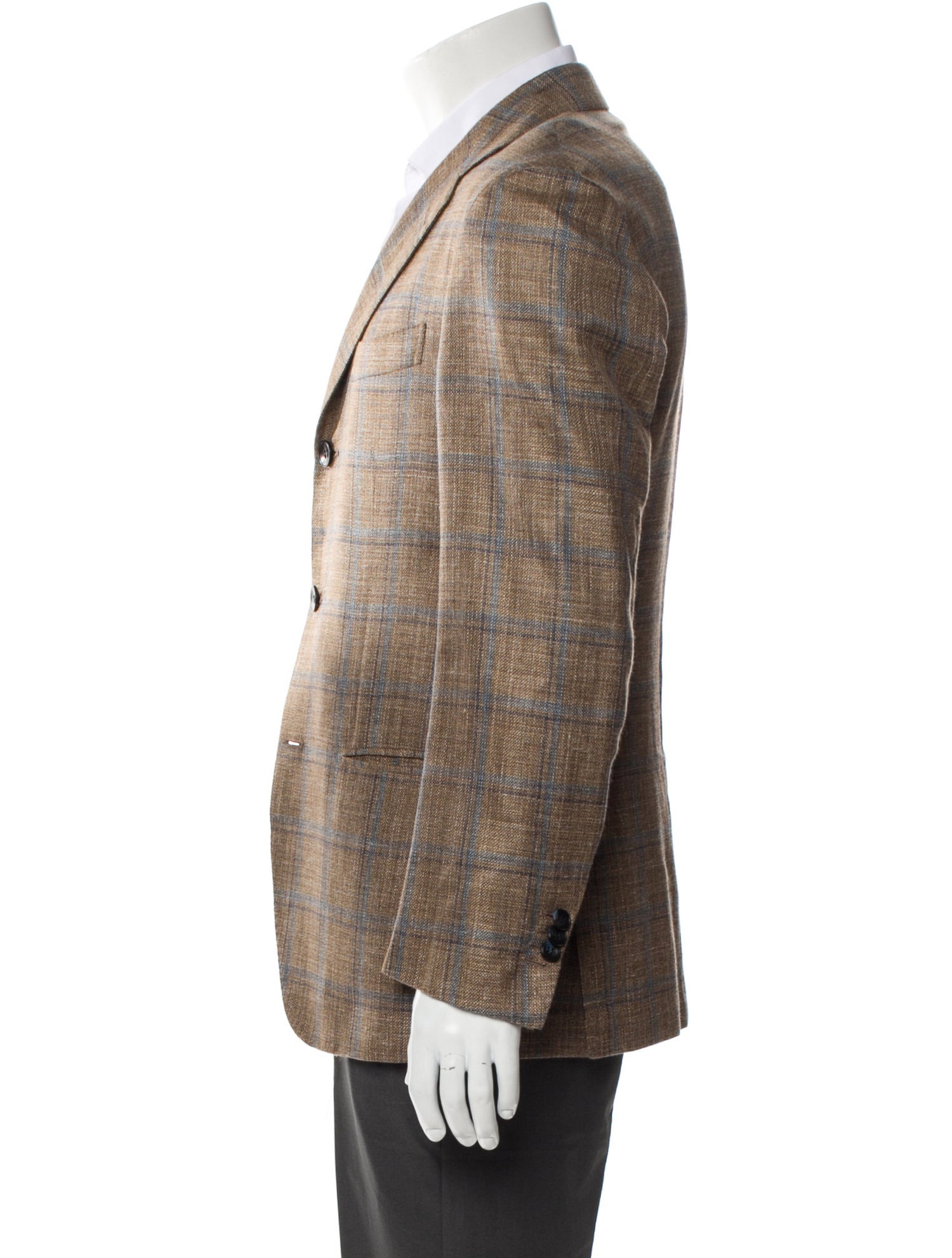 Kiton Cashmere Plaid Print Blazer