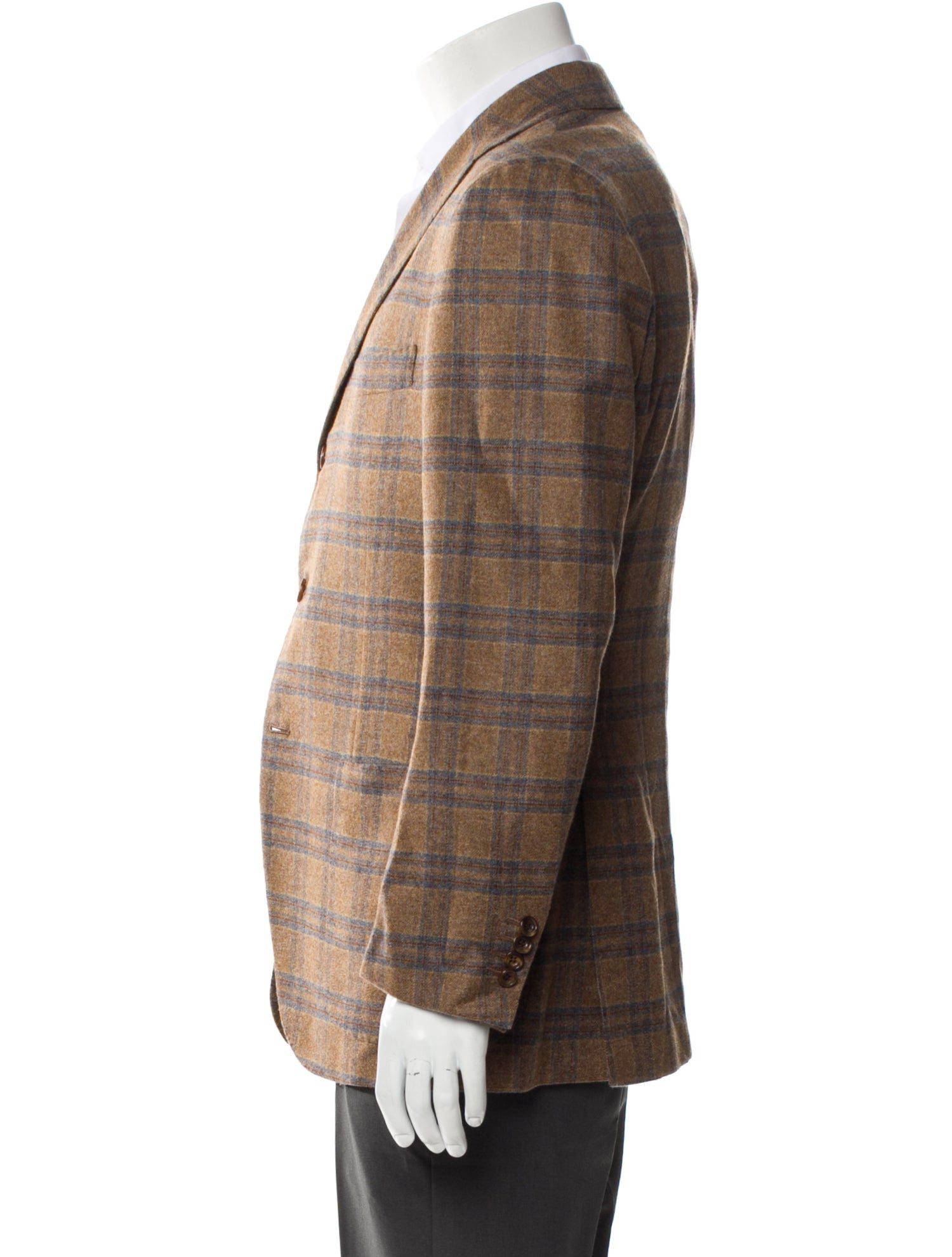 Kiton Cashmere Plaid Print Blazer