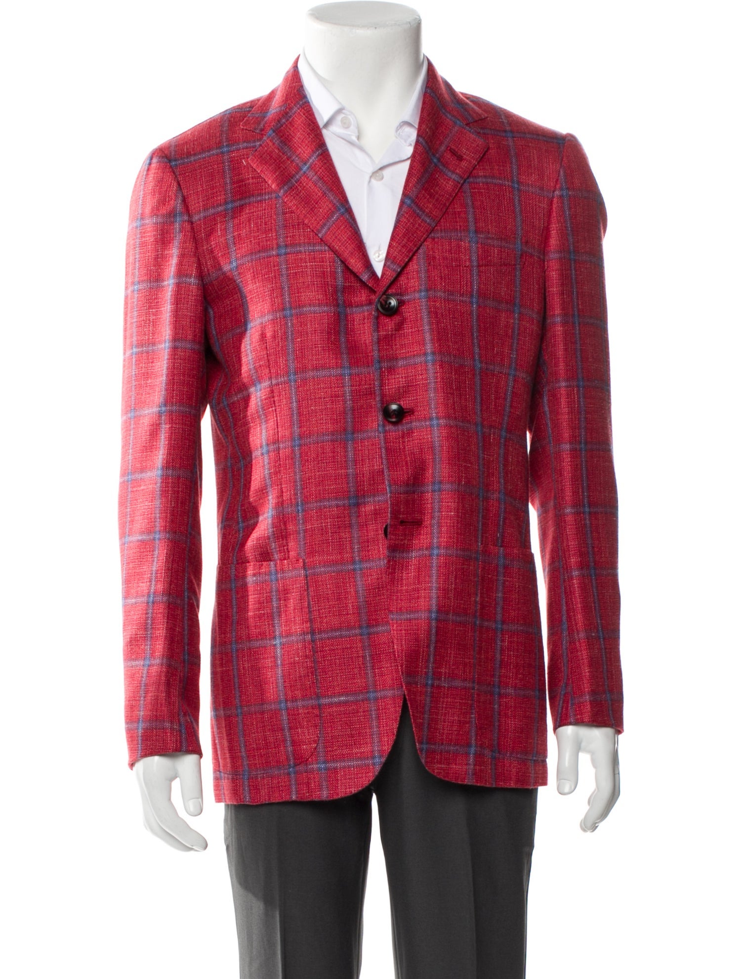 Kiton Cashmere Plaid Print Blazer