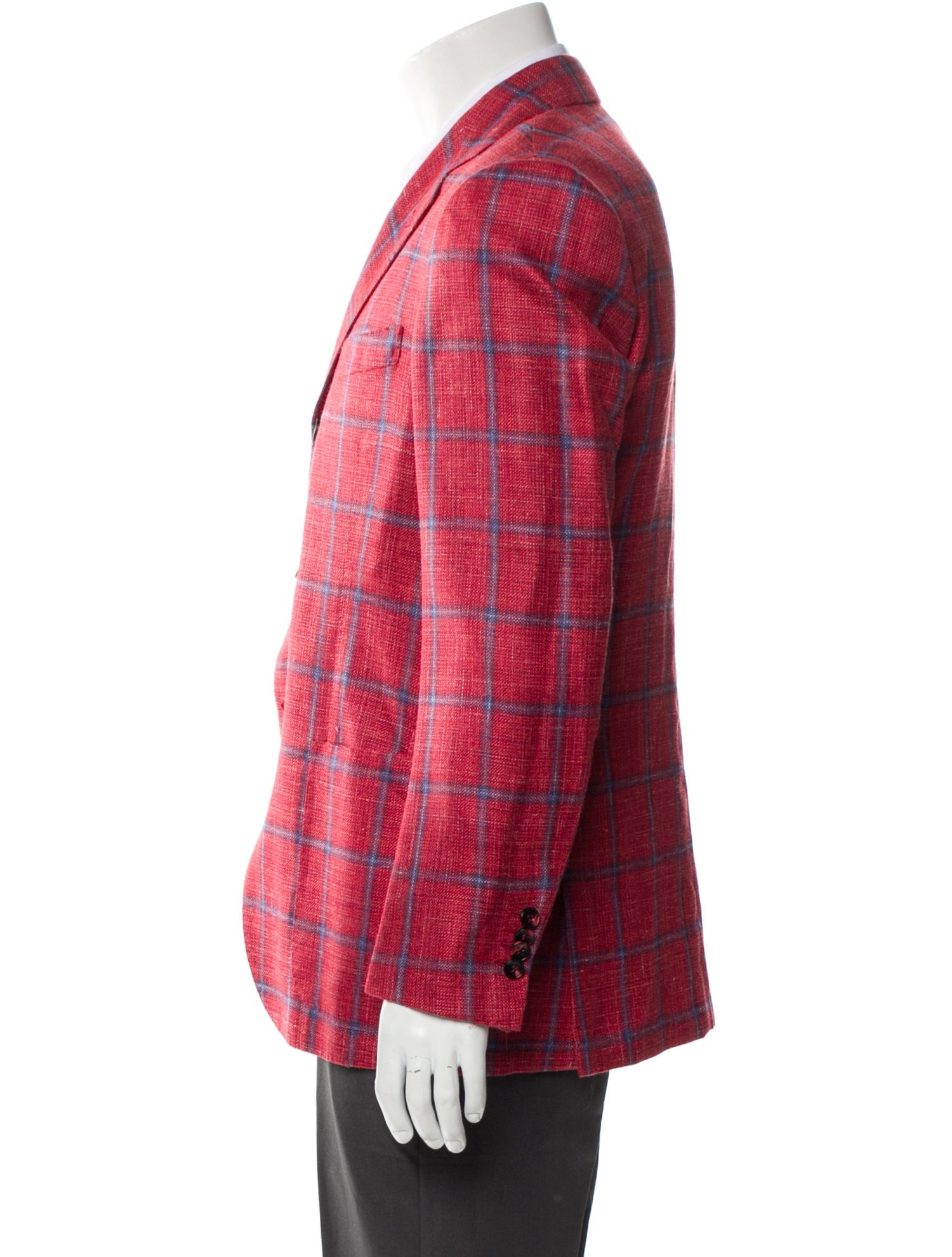 Kiton Cashmere Plaid Print Blazer