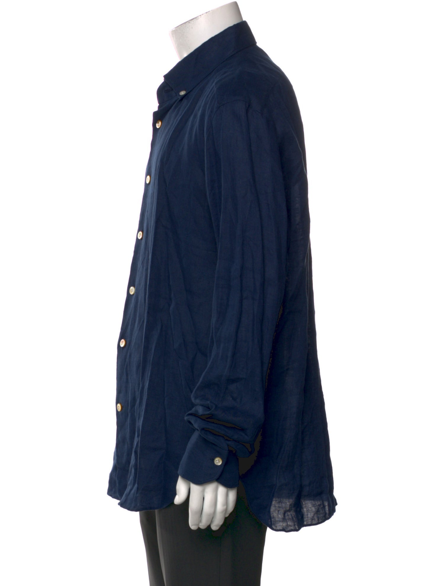 Kiton Linen Long Sleeve Dress Shirt