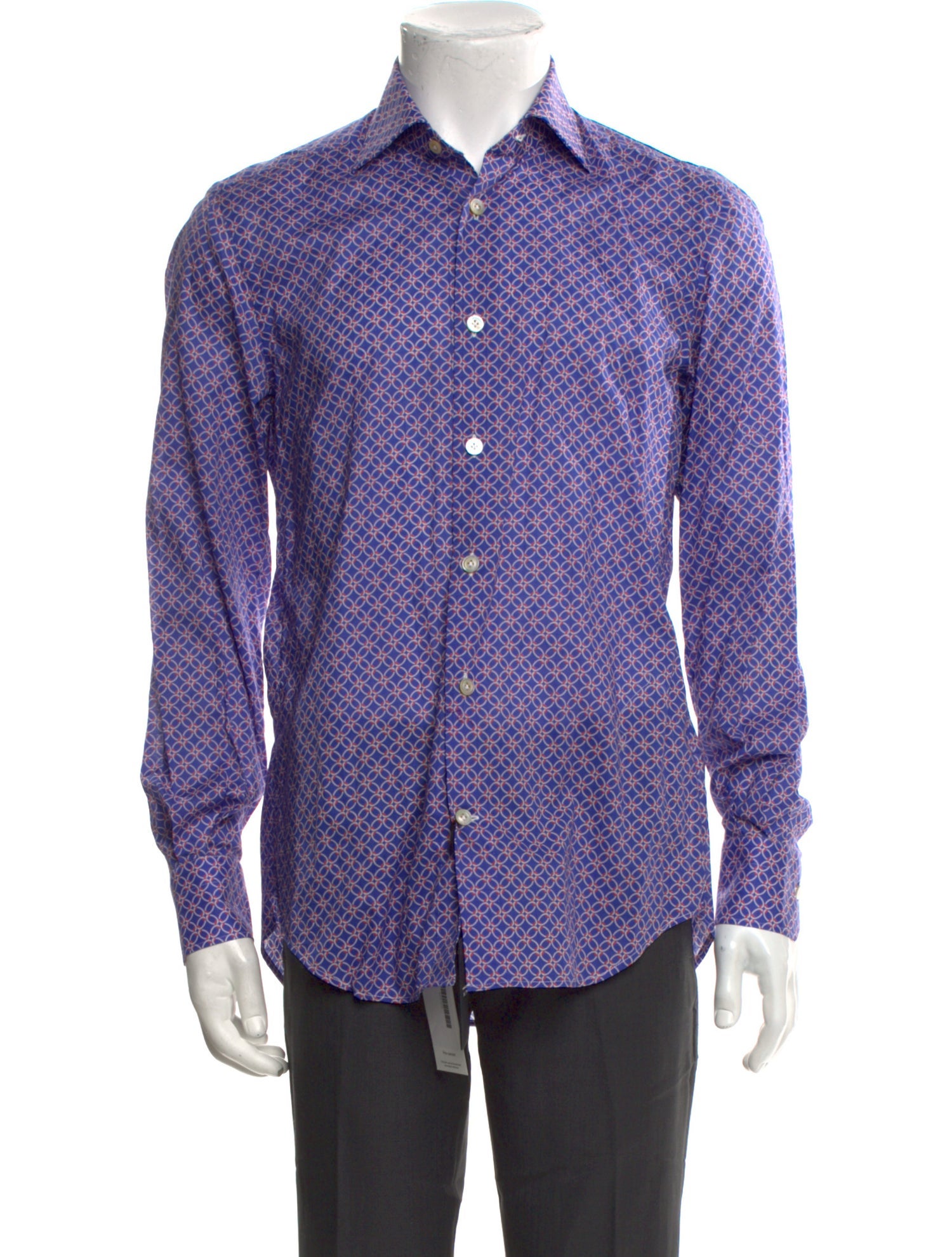 Kiton Printed Long Sleeve Dress Shirt