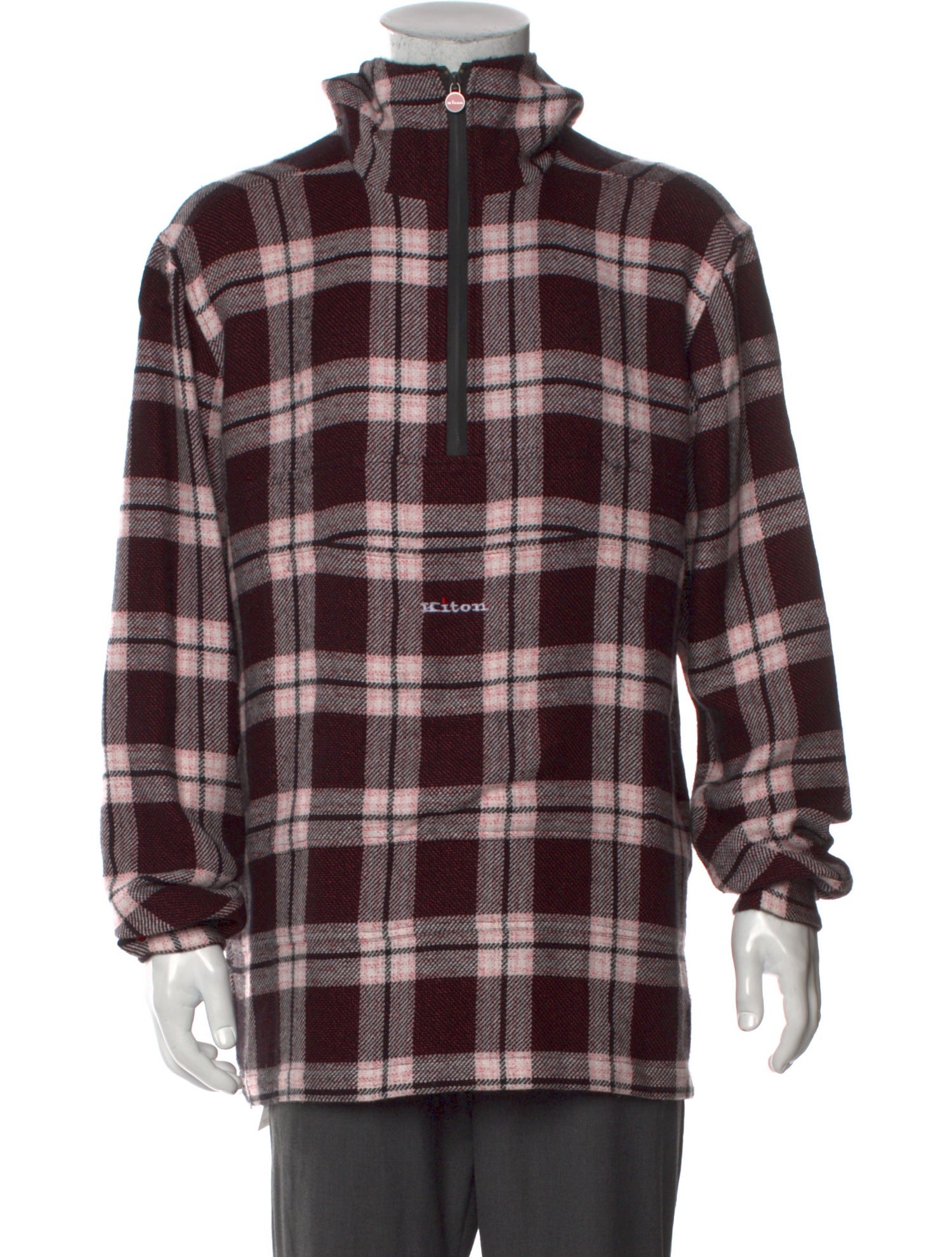 Kiton Cashmere Plaid Print Cardigan