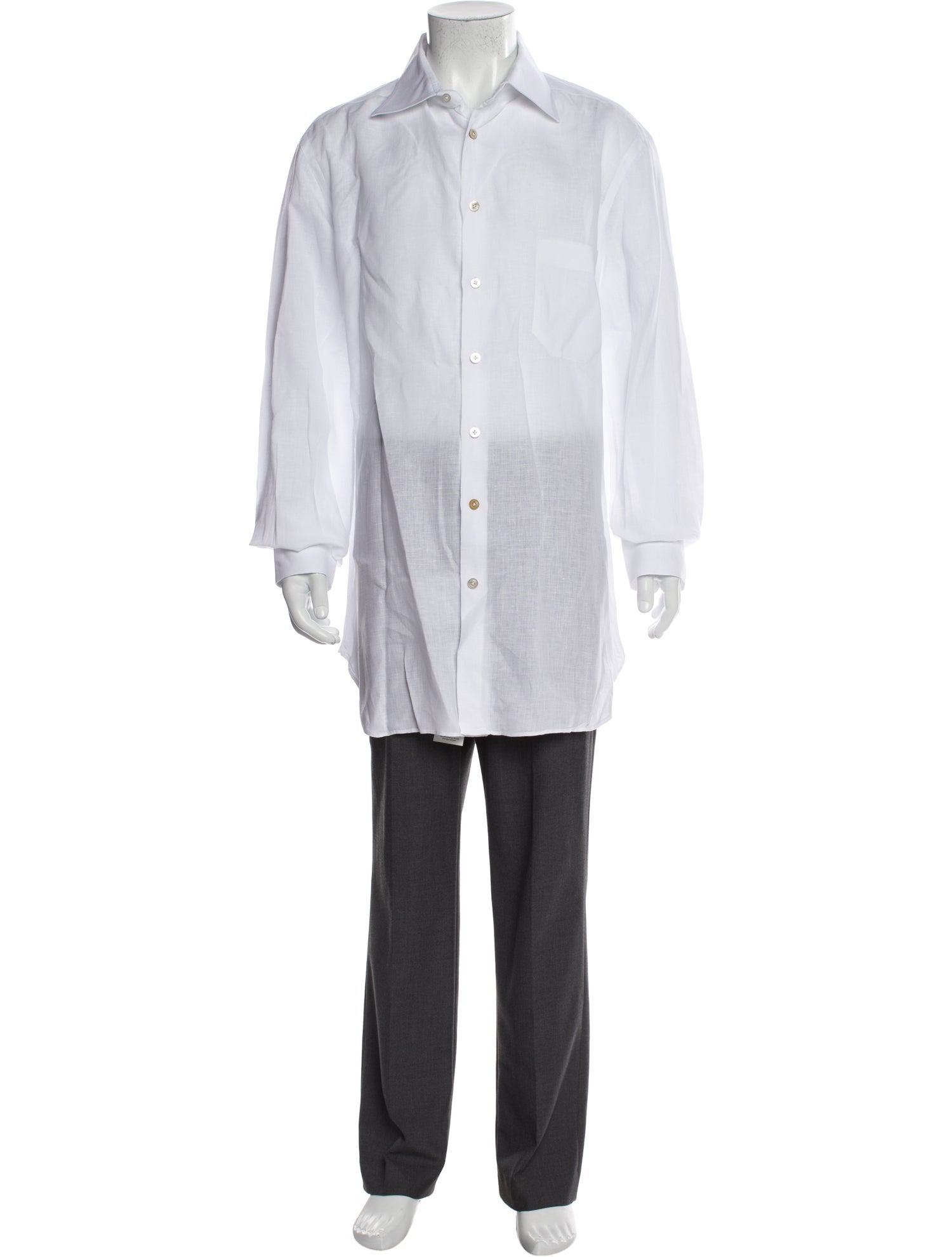 Kiton Linen Long Sleeve Tuxedo Shirt