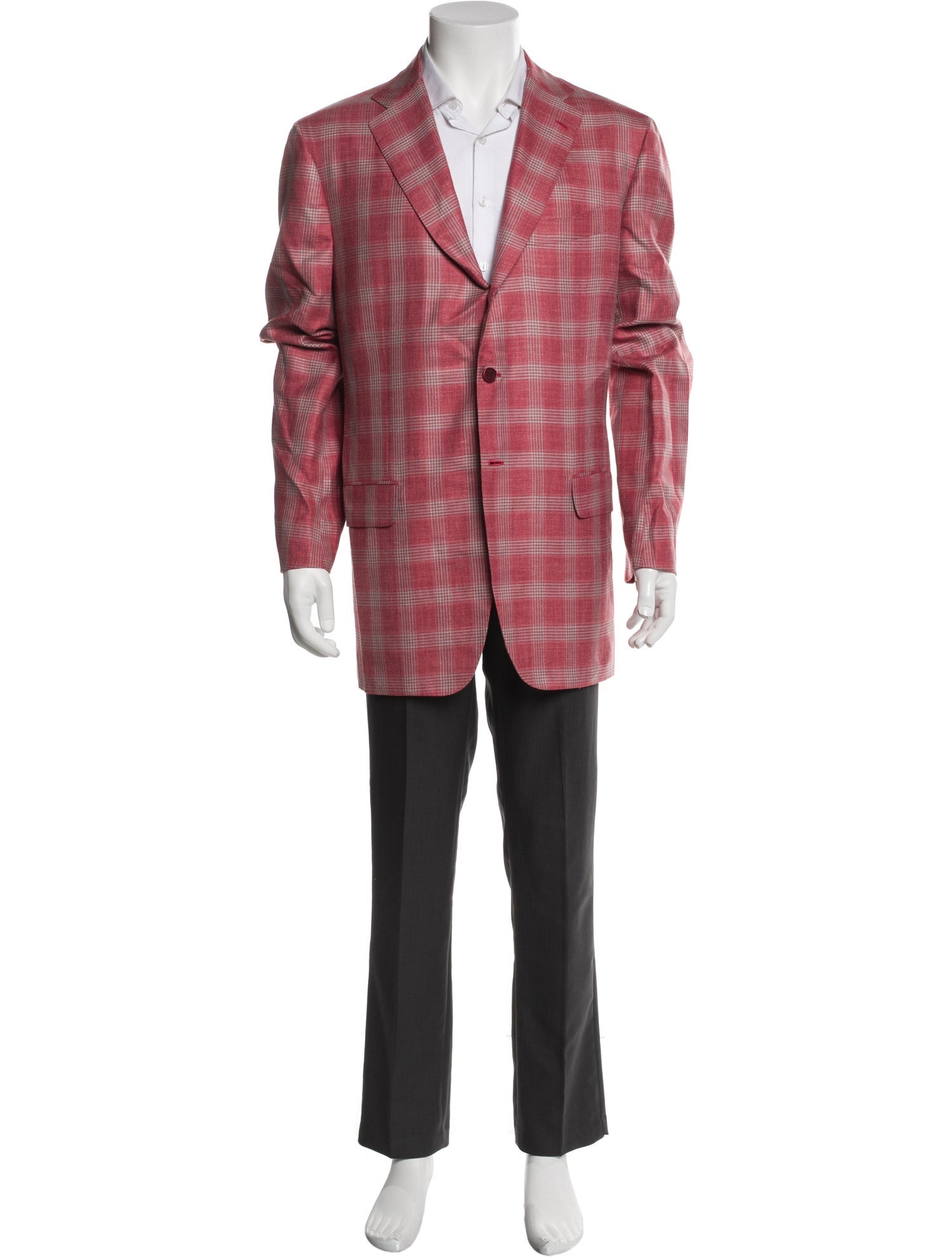 Kiton Cashmere Plaid Print Blazer