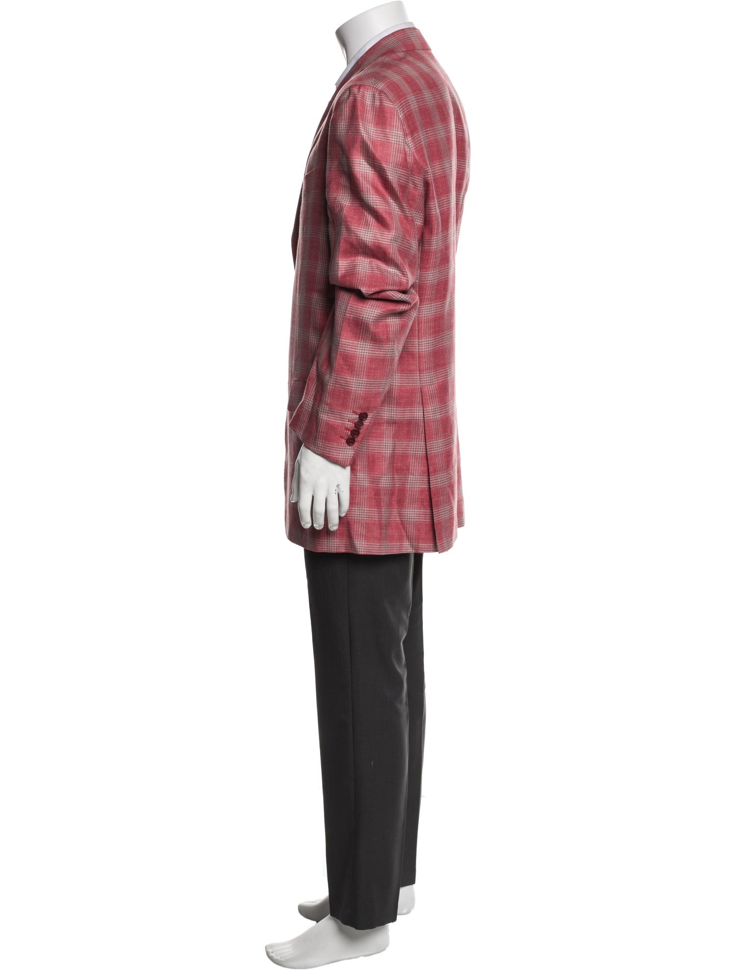 Kiton Cashmere Plaid Print Blazer