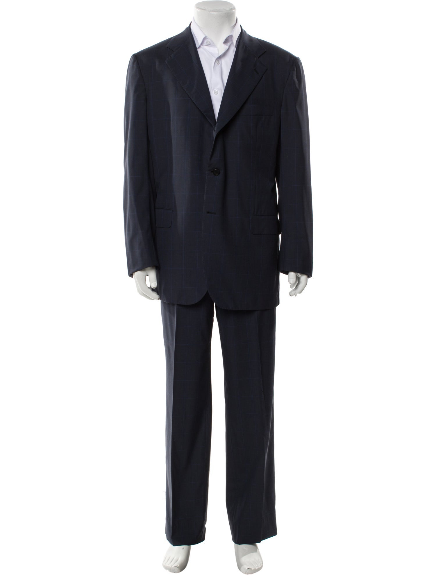 Kiton Wool Plaid Print Two-Piece Suit