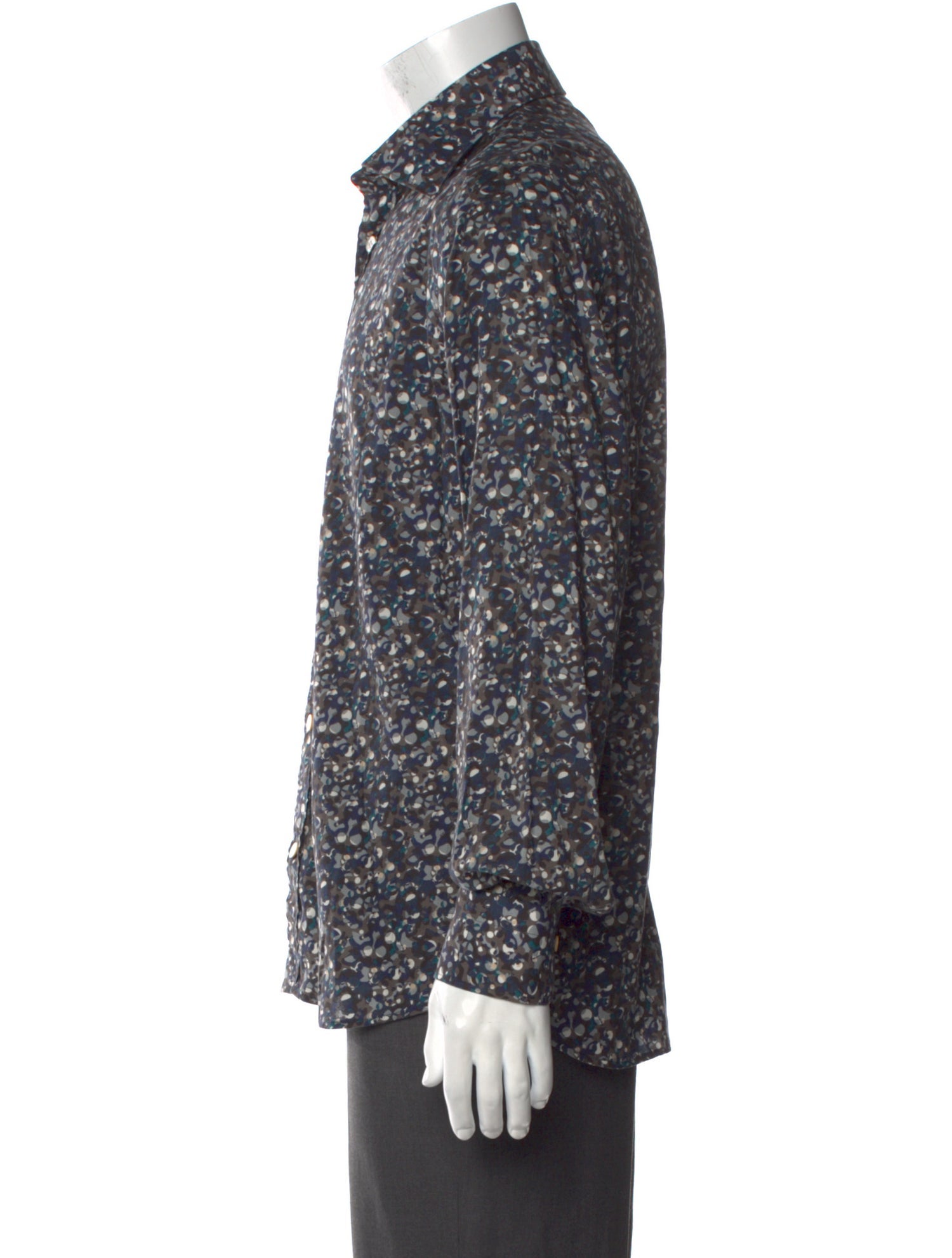 Kiton Printed Long Sleeve Dress Shirt