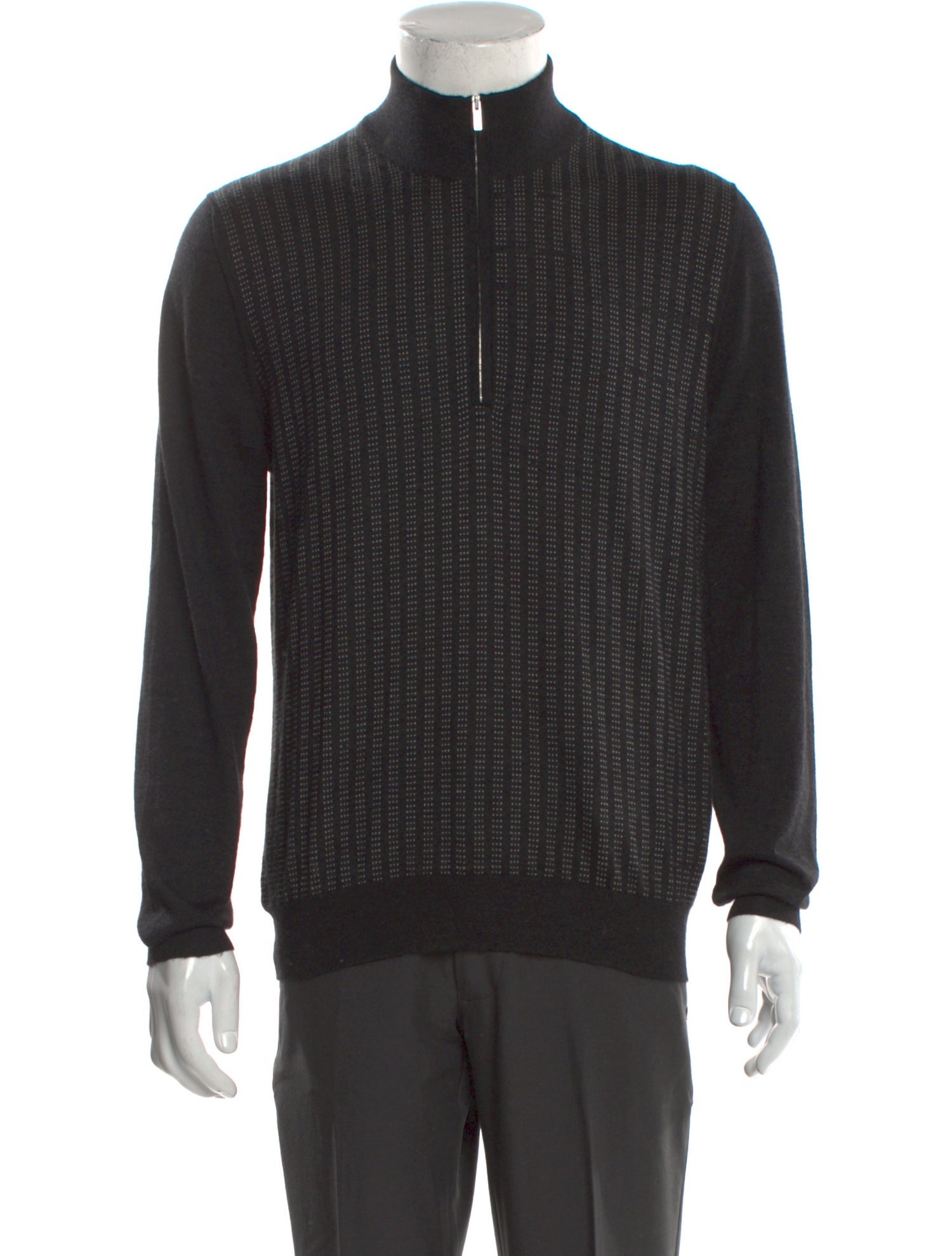 Kiton Cashmere Mock Neck Polo Sweater