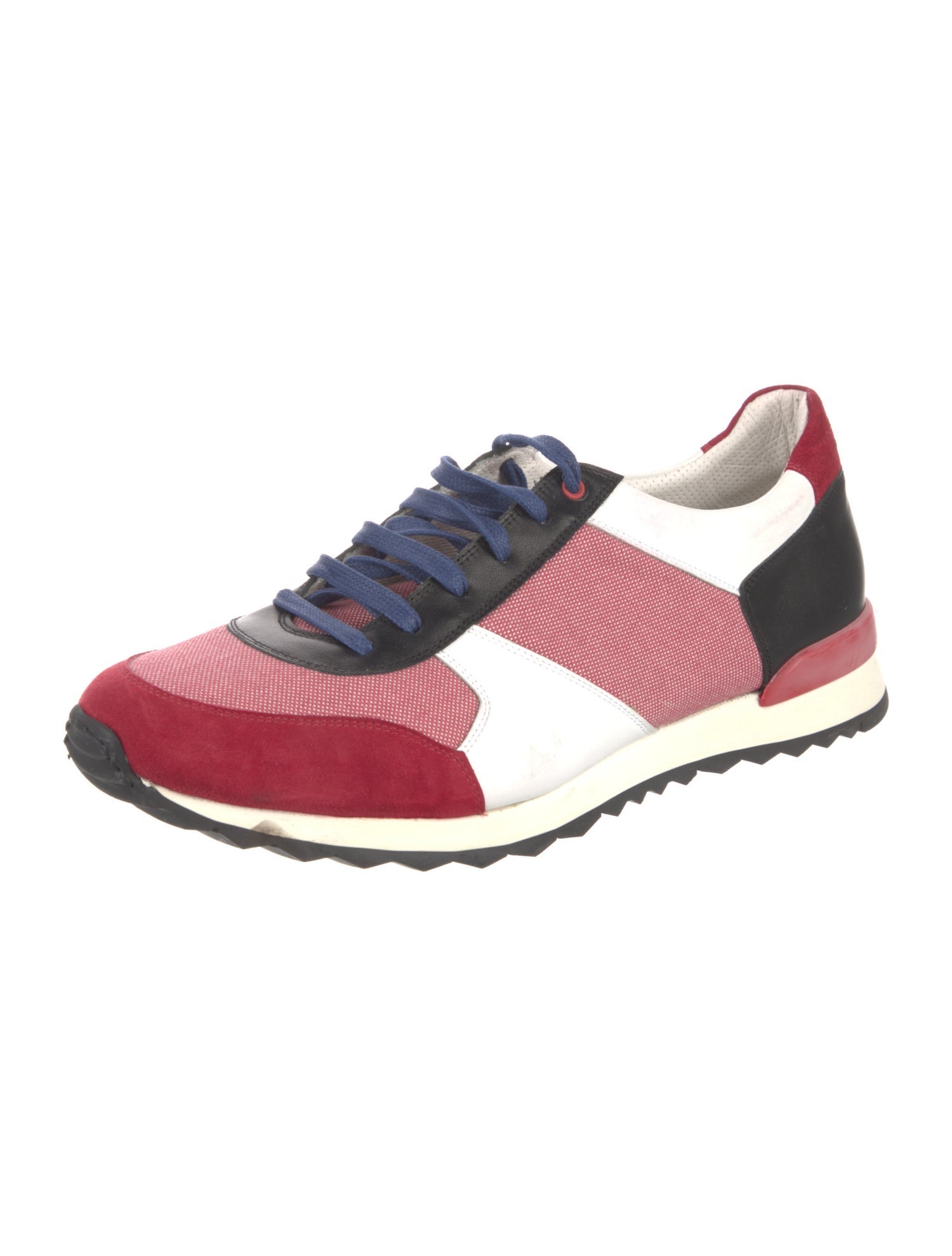 Kiton Leather Colorblock Pattern Sneakers