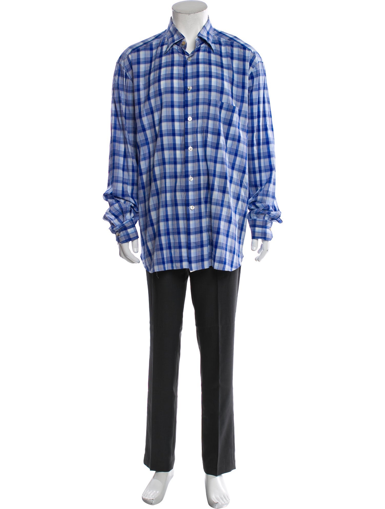Kiton Plaid Print Long Sleeve Shirt