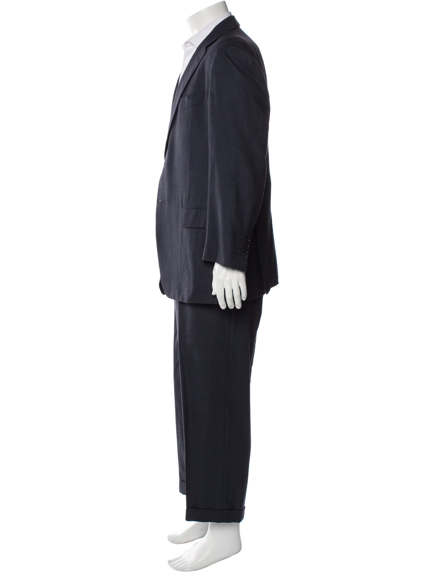 Kiton Wool Plaid Print Two-Piece Blazer