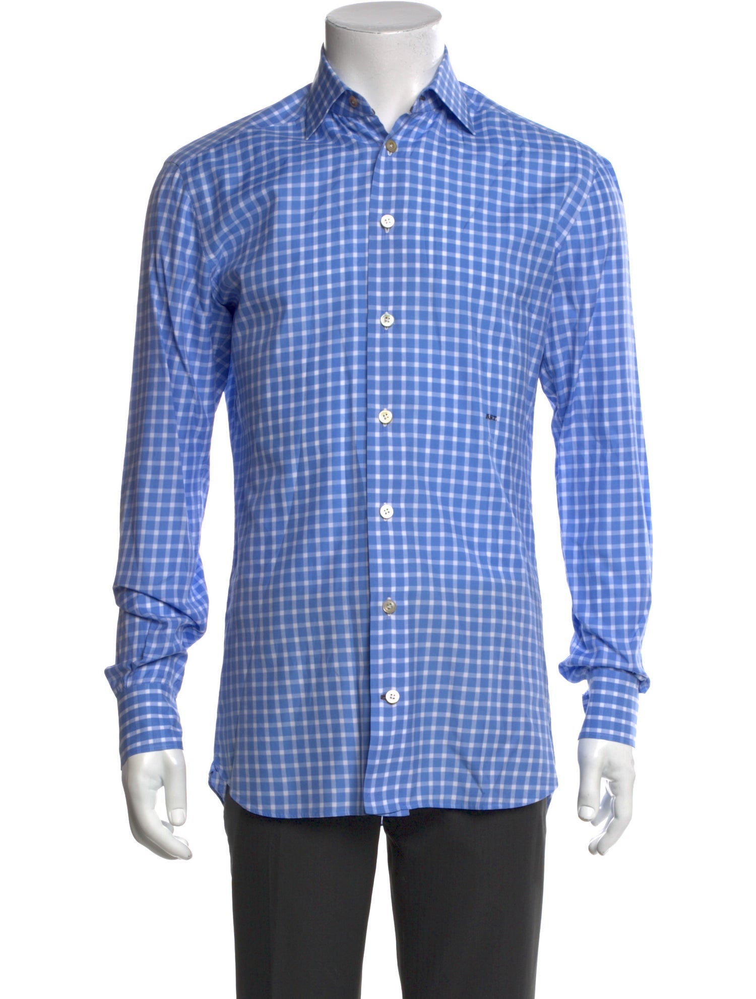 Kiton Plaid Print Long Sleeve Dress Shirt