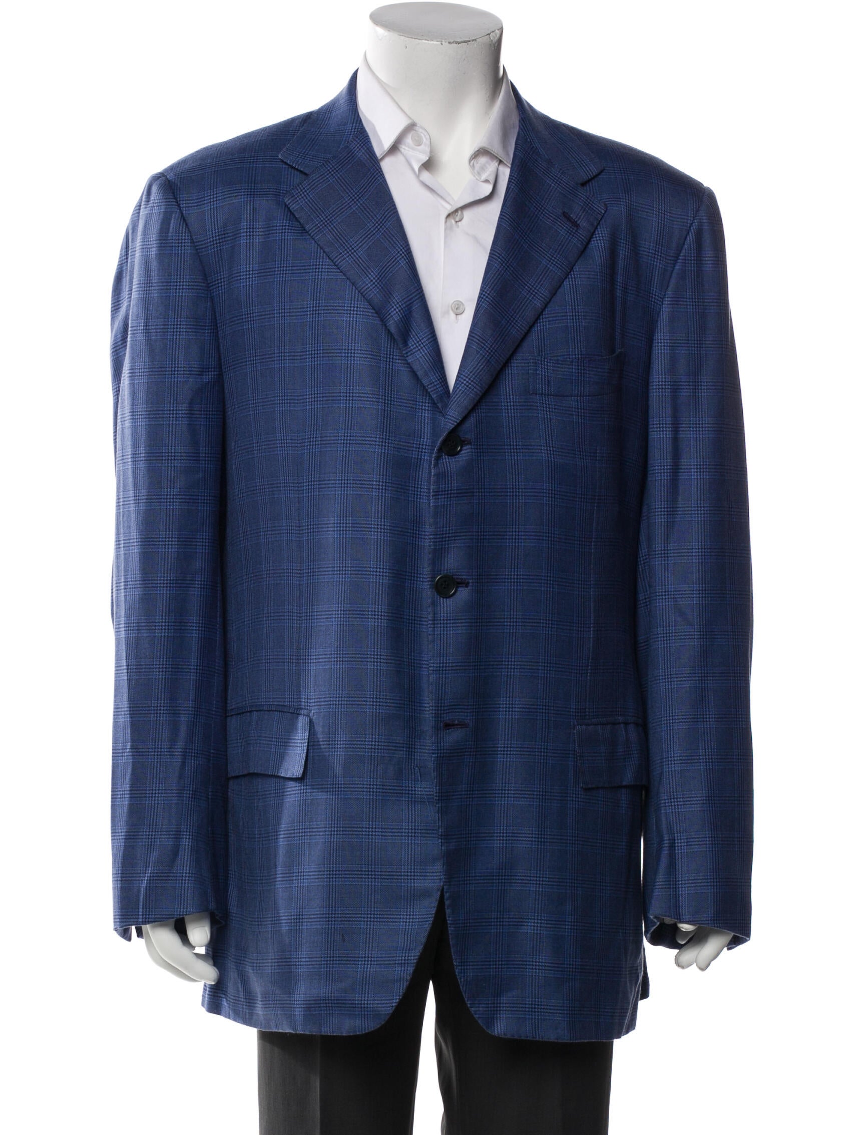 Kiton Cashmere Plaid Print Blazer