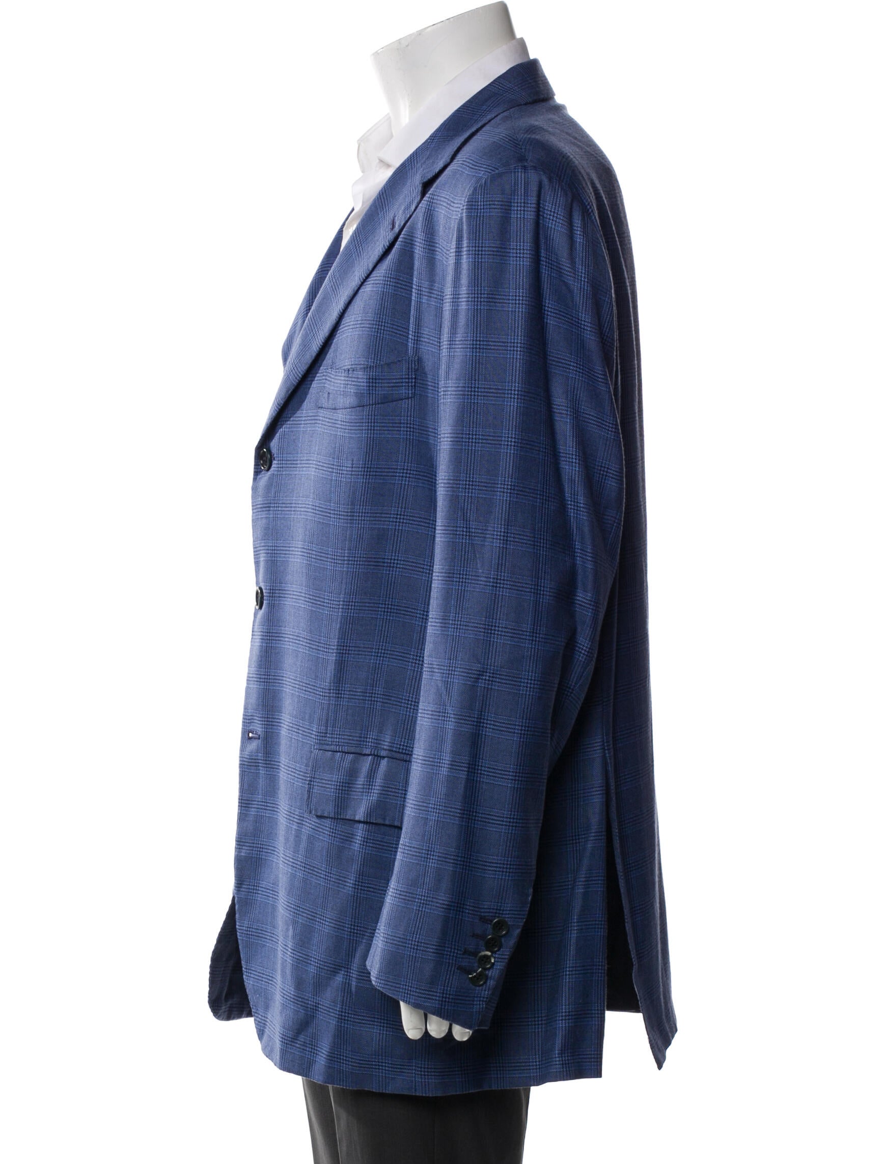 Kiton Cashmere Plaid Print Blazer