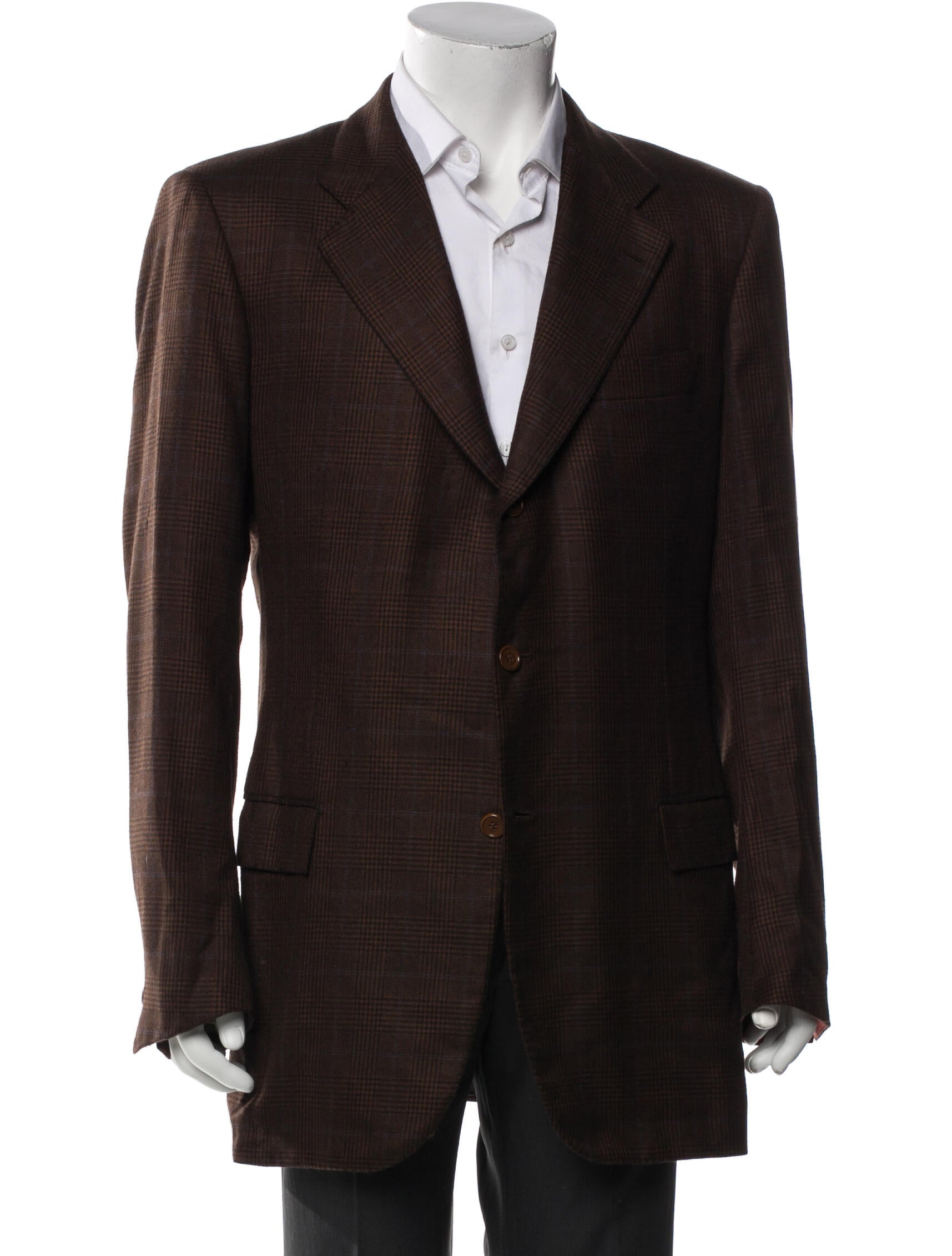 Kiton Cashmere Plaid Print Blazer