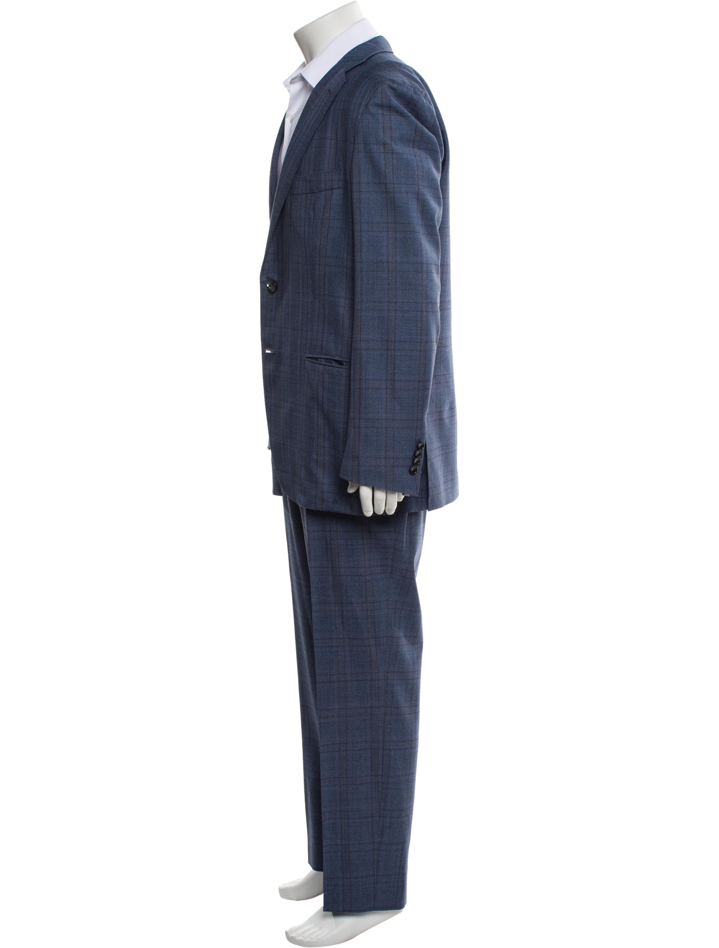 Kiton Virgin Wool Plaid Print Two-Piece Suit