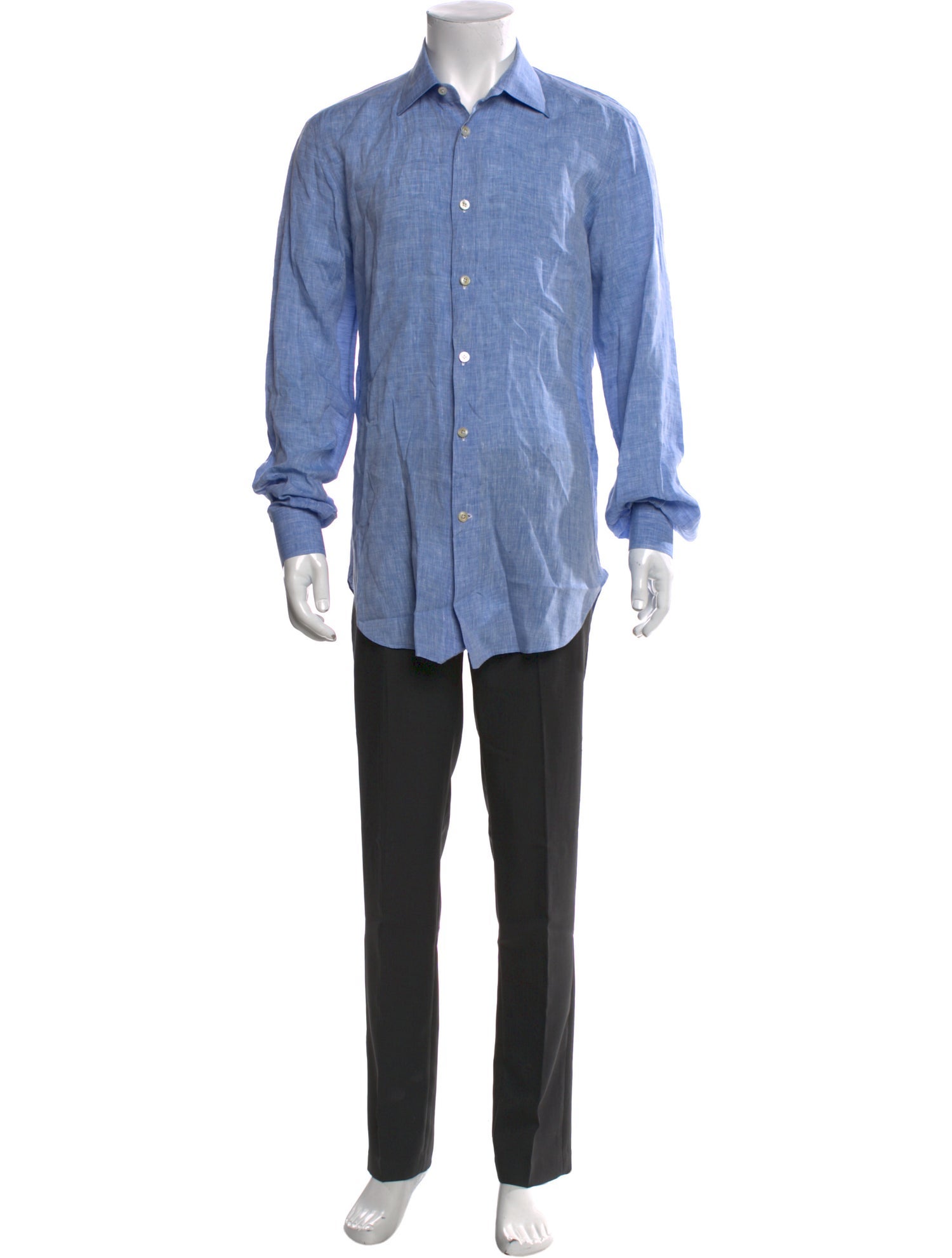 Kiton Linen Long Sleeve Dress Shirt