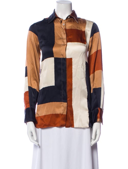 Kiton Silk Printed Button-Up Top