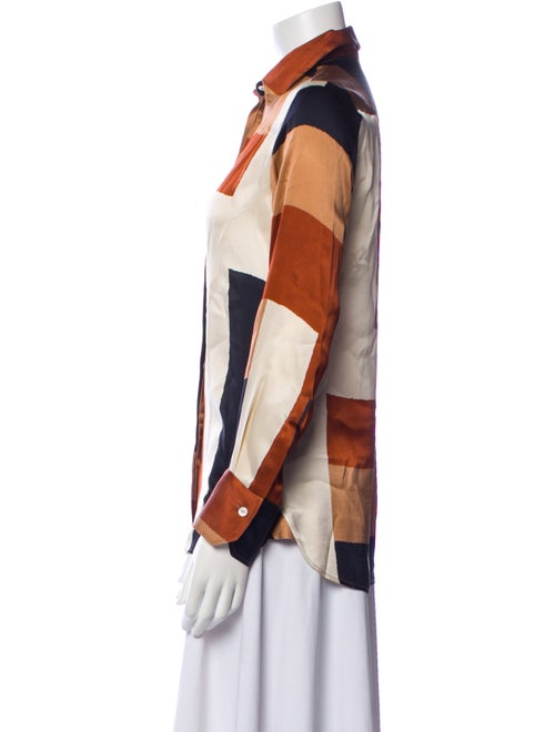 Kiton Silk Printed Button-Up Top