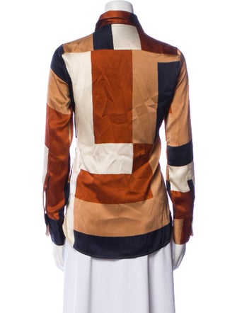 Kiton Silk Printed Button-Up Top