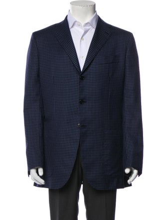 Kiton Wool Plaid Print Blazer